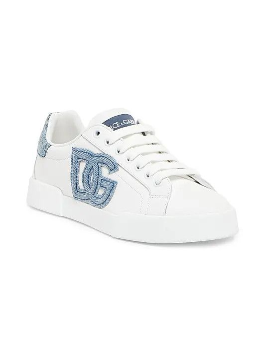 Dolce & Gabbana os11x1225 Calfskin Portofino Light Sneakers in White/Blue Size US 11 / IT 41 - 2 Thumbnail