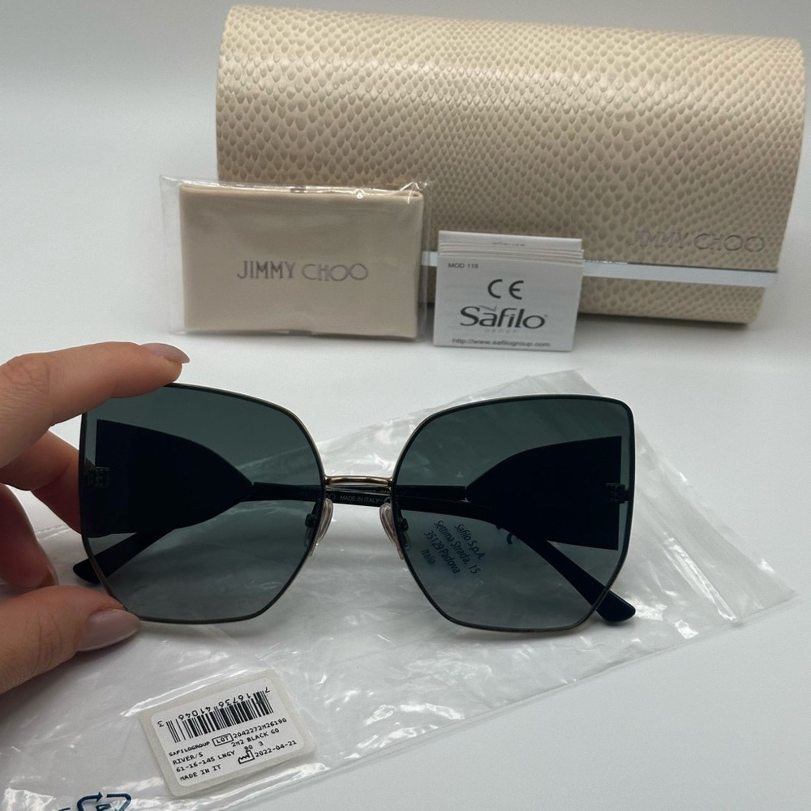 Jimmy Choo NEW JIMMY CHOO River/S 2M2 Black Oversized Women Sunglasses Size ONE SIZE - 12 Thumbnail