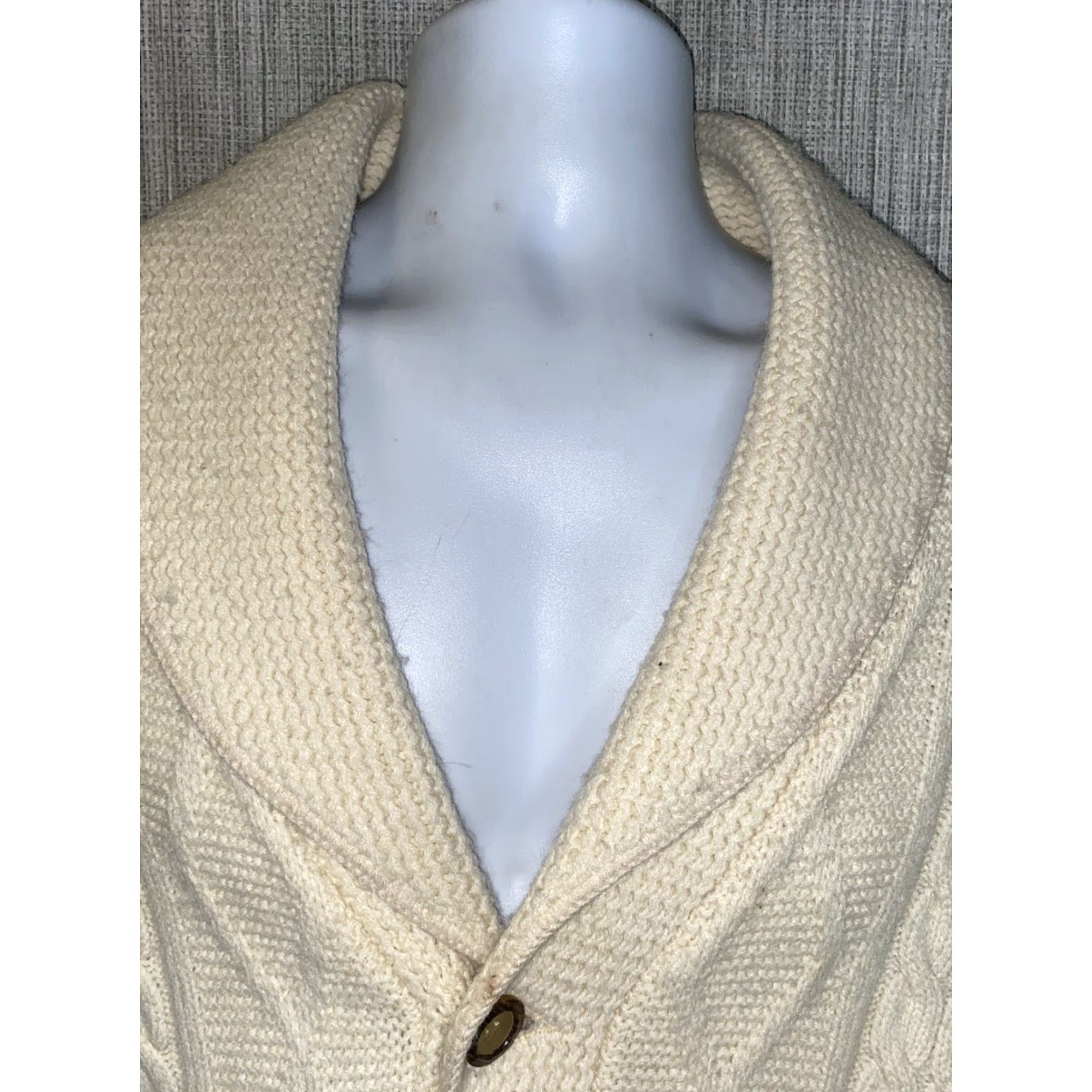 Off-White VINTAGE Pebble Beach Of California Mens Cardigan Cable-Knit Sweater Sz M Ivory OFF-WHITE Mens Size US M / EU 48-50 / 2 - 2 Thumbnail