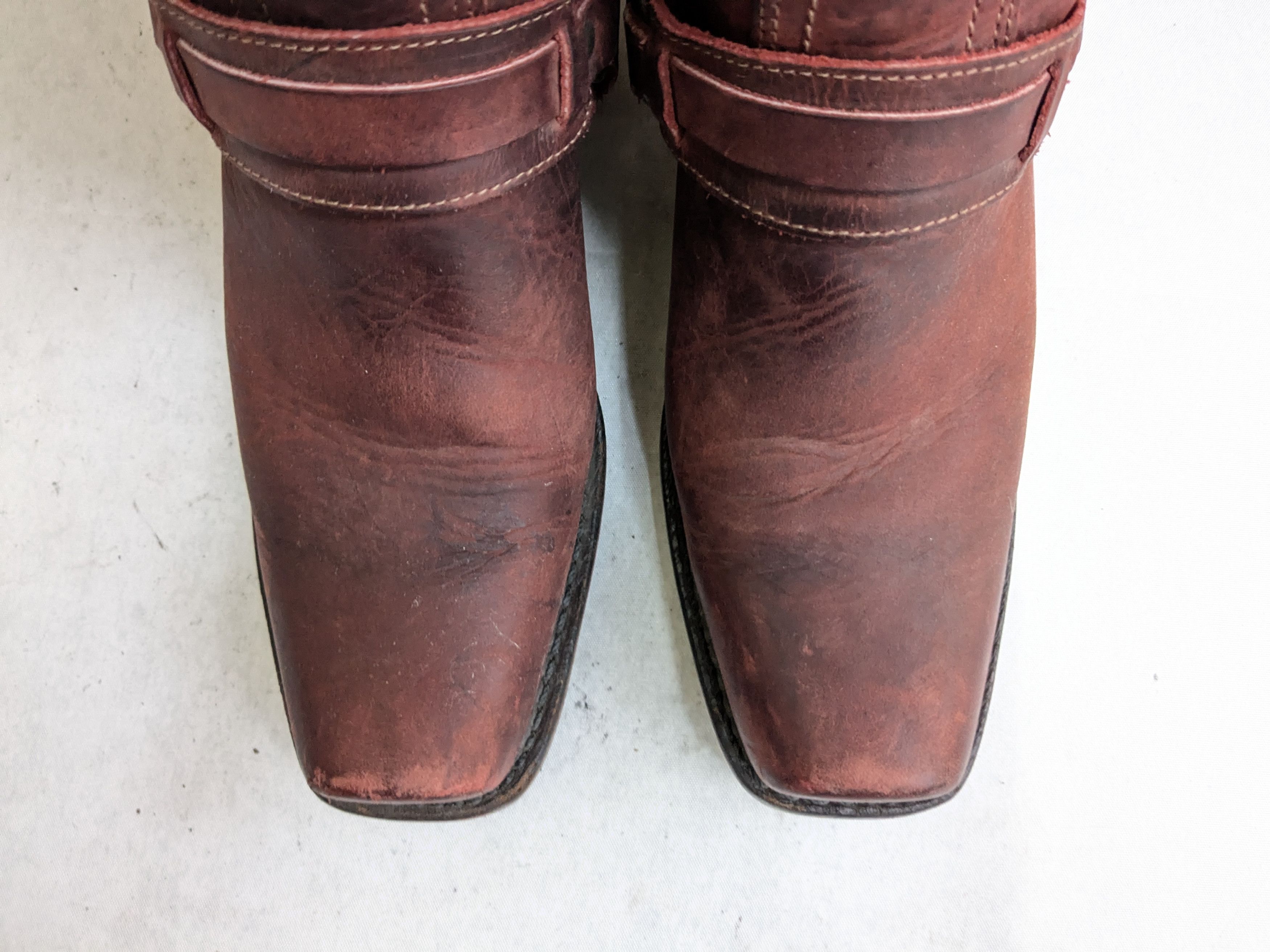 Frye Frye Harness Red Leather 7.5 Leather Buckle Punk Size US 7.5 / EU 40-41 - 3 Thumbnail
