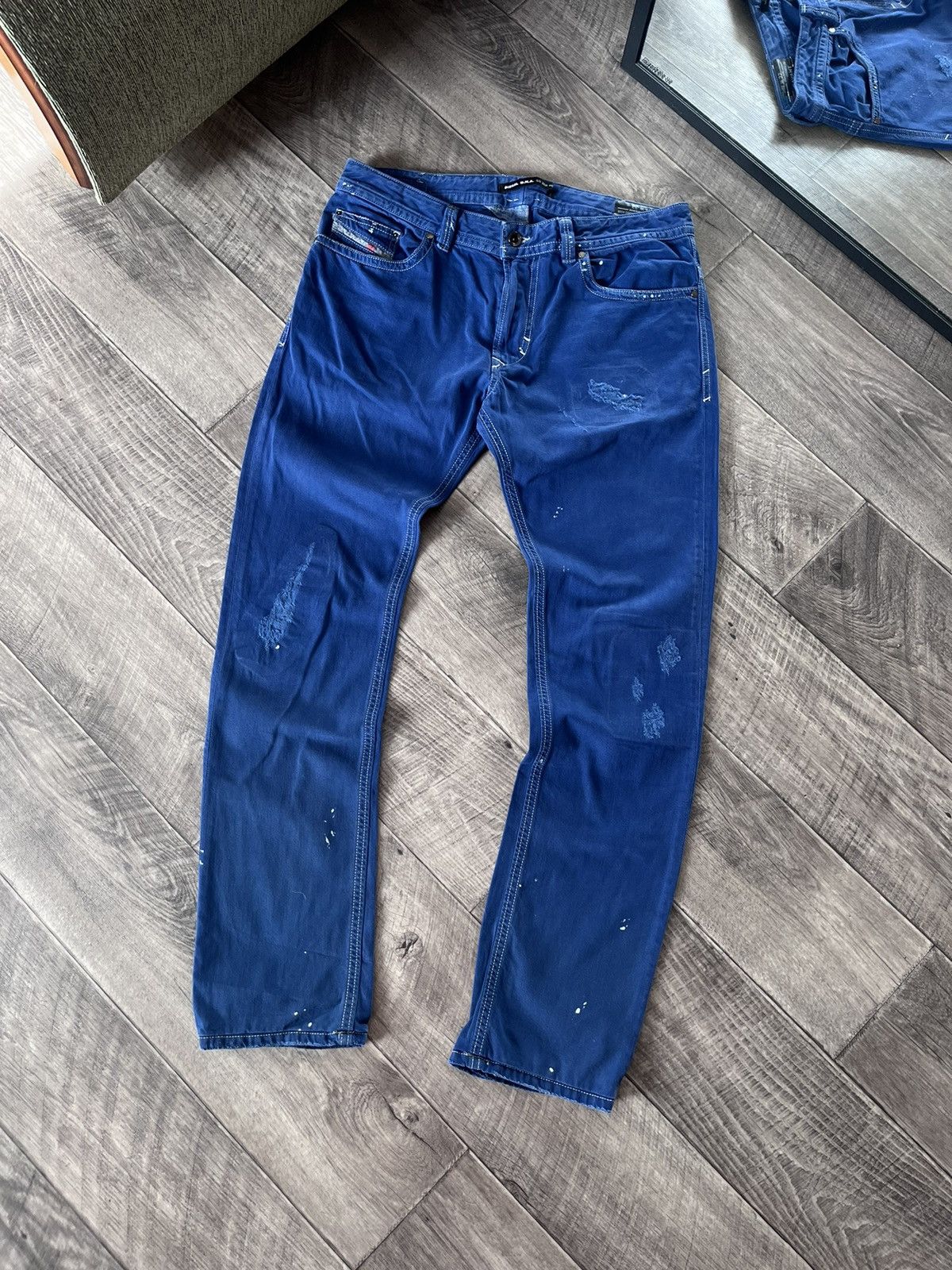 Diesel Rare Diesel D.N.A. S/S 2016 THAVAR Slim Skinny Painted Jeans Size US 33 - 3 Thumbnail