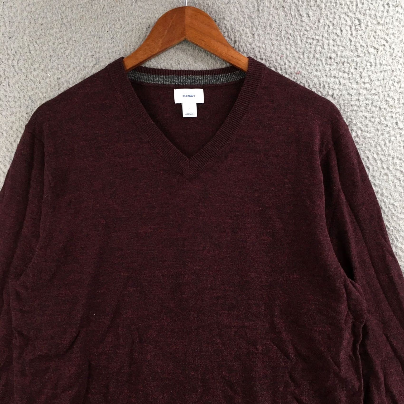 Old Navy Old Navy Mens L Sweater Pullover V-Neck Long Sleeve Knit Top Burgundy Maroon Size US L / EU 52-54 / 3 - 2 Thumbnail
