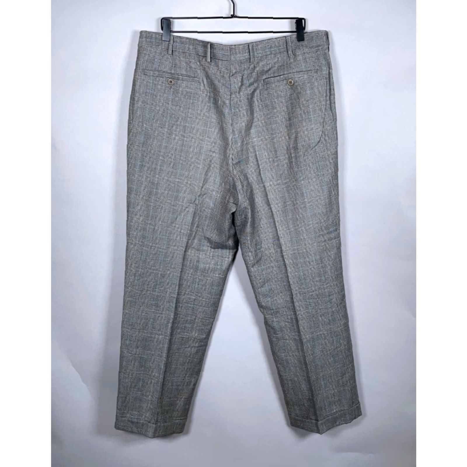 Zanella VINTAGE Zanella Men’s Dress Pants Wool Pleated Gray Glen Plaid 38 x 29 Italy Fall Winter Size US 38 / EU 54 - 2 Thumbnail