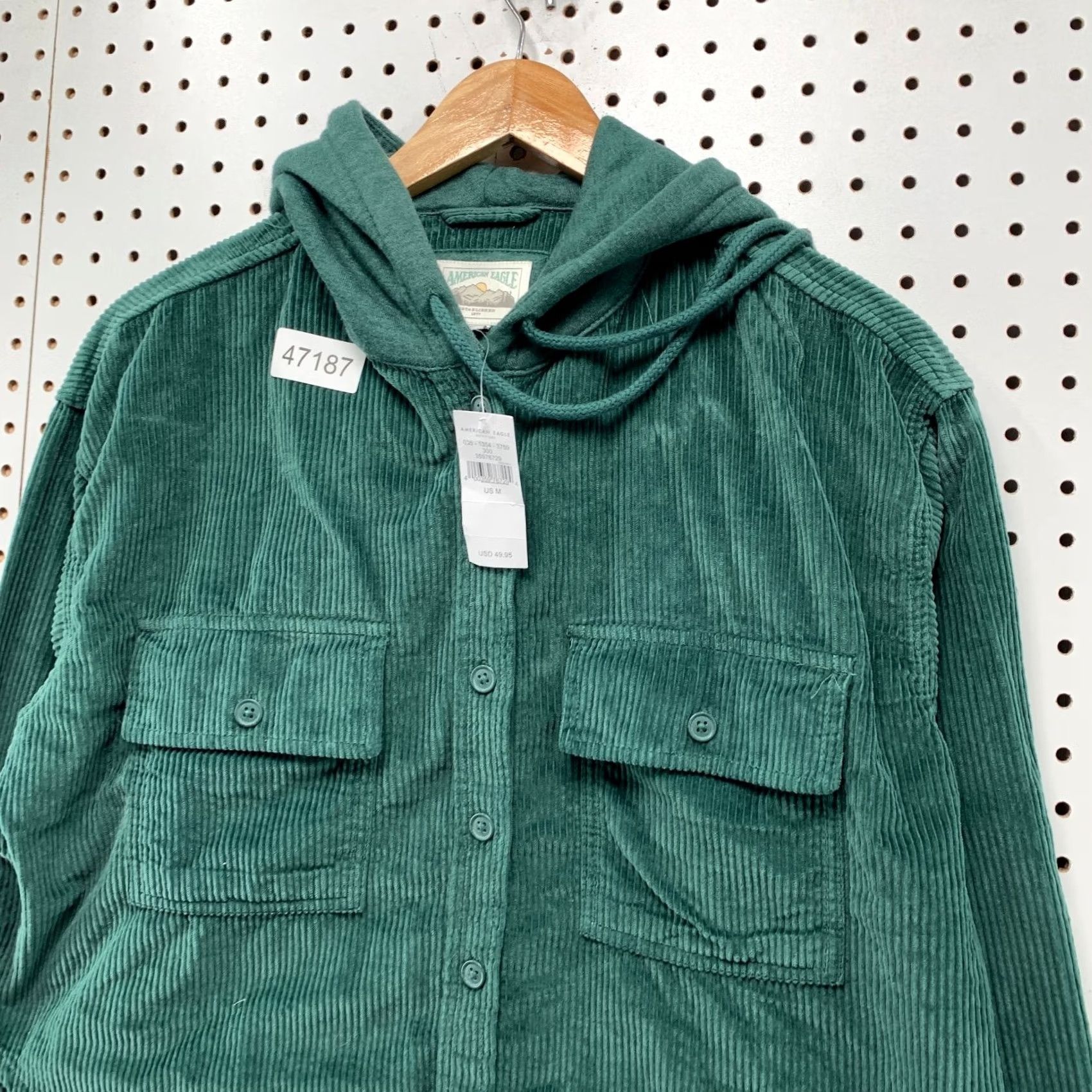 American Eagle Outfitters American Eagle Hooded Button Shirt Womens Medium Green Crop NWT Size M / US 6-8 / IT 42-44 - 6 Thumbnail