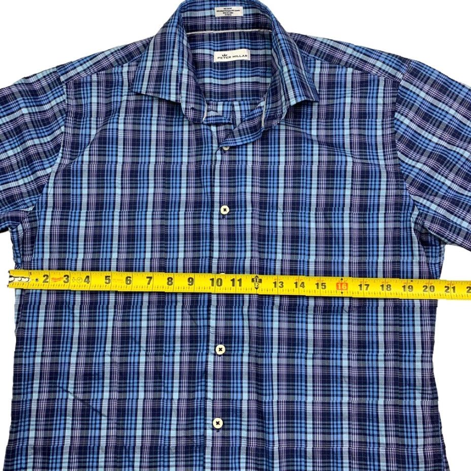 Peter Millar Peter Millar Shirt Men Long Sleeve Button-Down Blues Purple Plaid Medium Size US M / EU 48-50 / 2 - 5 Thumbnail