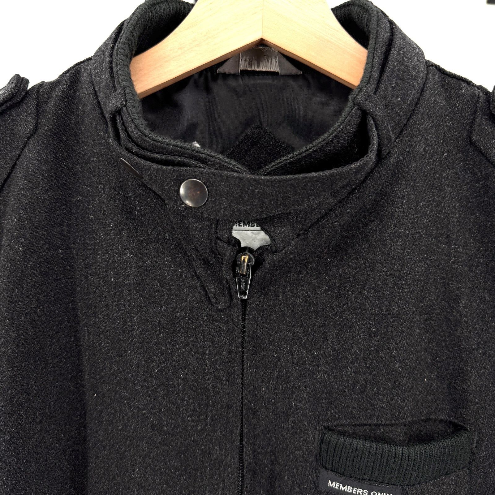 Members Only Vintage 80s Charcoal Wool Blend Iconic Racer Bomber Jacket Size US M / EU 48-50 / 2 - 2 Thumbnail