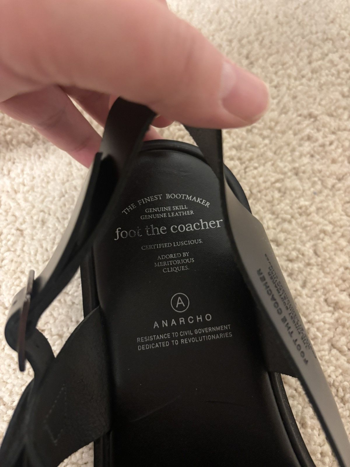 foot the coacher Black Leather Sandals Size US 9 / EU 42 - 3 Thumbnail