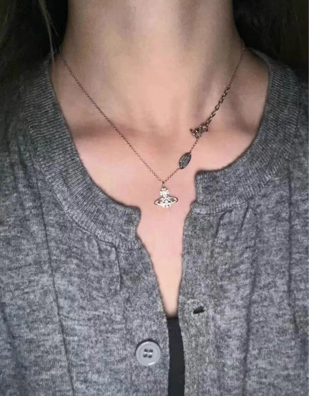 Vivienne Westwood Vivienne Westwood Diamond Saturn Necklace K28 Size ONE SIZE - 2 Thumbnail