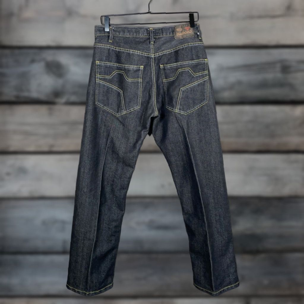 Denime VINTAGE Red Diamond Men's Jeans 32 x 30 Low Rise Straight Leg Denim 90s Y2K Hip Hop Retro Size US 32 / EU 48 - 1 Thumbnail