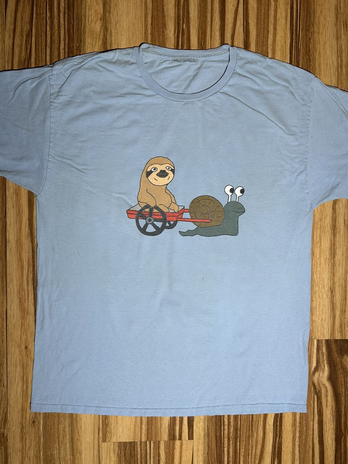 Other Light Blue T-Shirt with Sloth and Snail Graphic Size US M / EU 48-50 / 2 - 2 Thumbnail