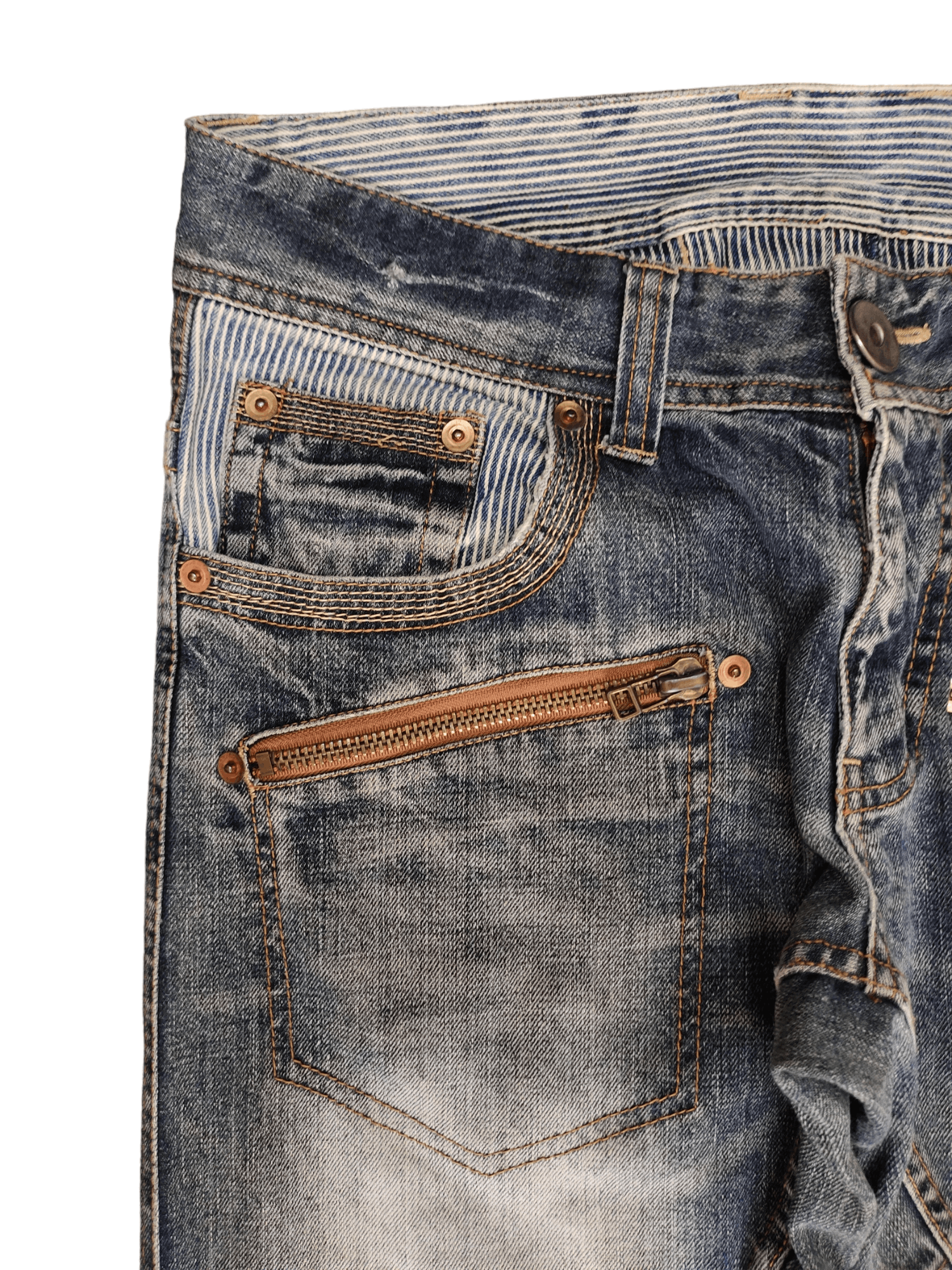 Comme des Garcons × Undercover Made In Heaven Distress Spiral Cut Denim Jean Y2k Streetwear Size US 33 - 4 Thumbnail