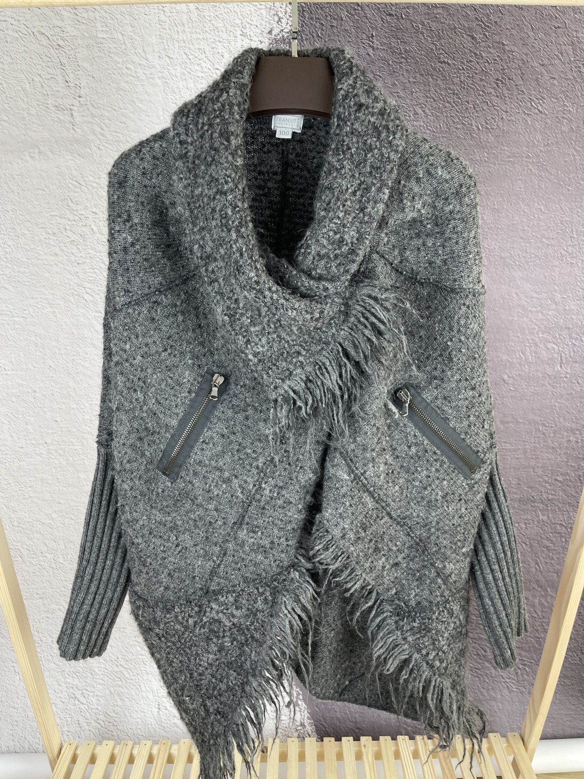 Transit × Transit Uomo Transit Par-Such 100 grey wool alpaca cape coat poncho sz 2 Size M / US 6-8 / IT 42-44 - 3 Thumbnail