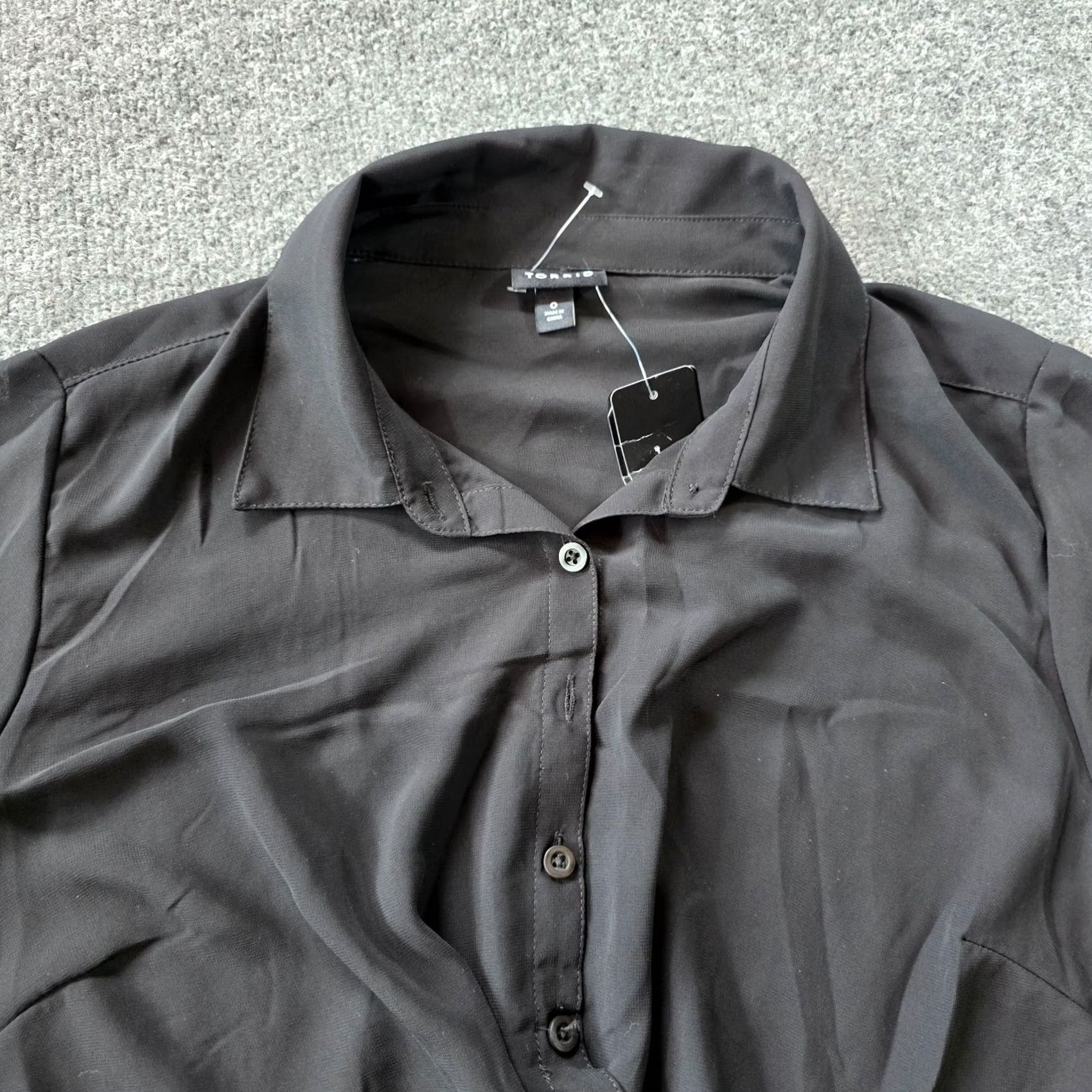 Torrid Torrid Top Women 0X Black Sheer Button Open Collared Long Sleeve Lightweight Casual Classic Basic Capsule Minimalist Size XL / US 12-14 / IT 48-50 - 3 Thumbnail