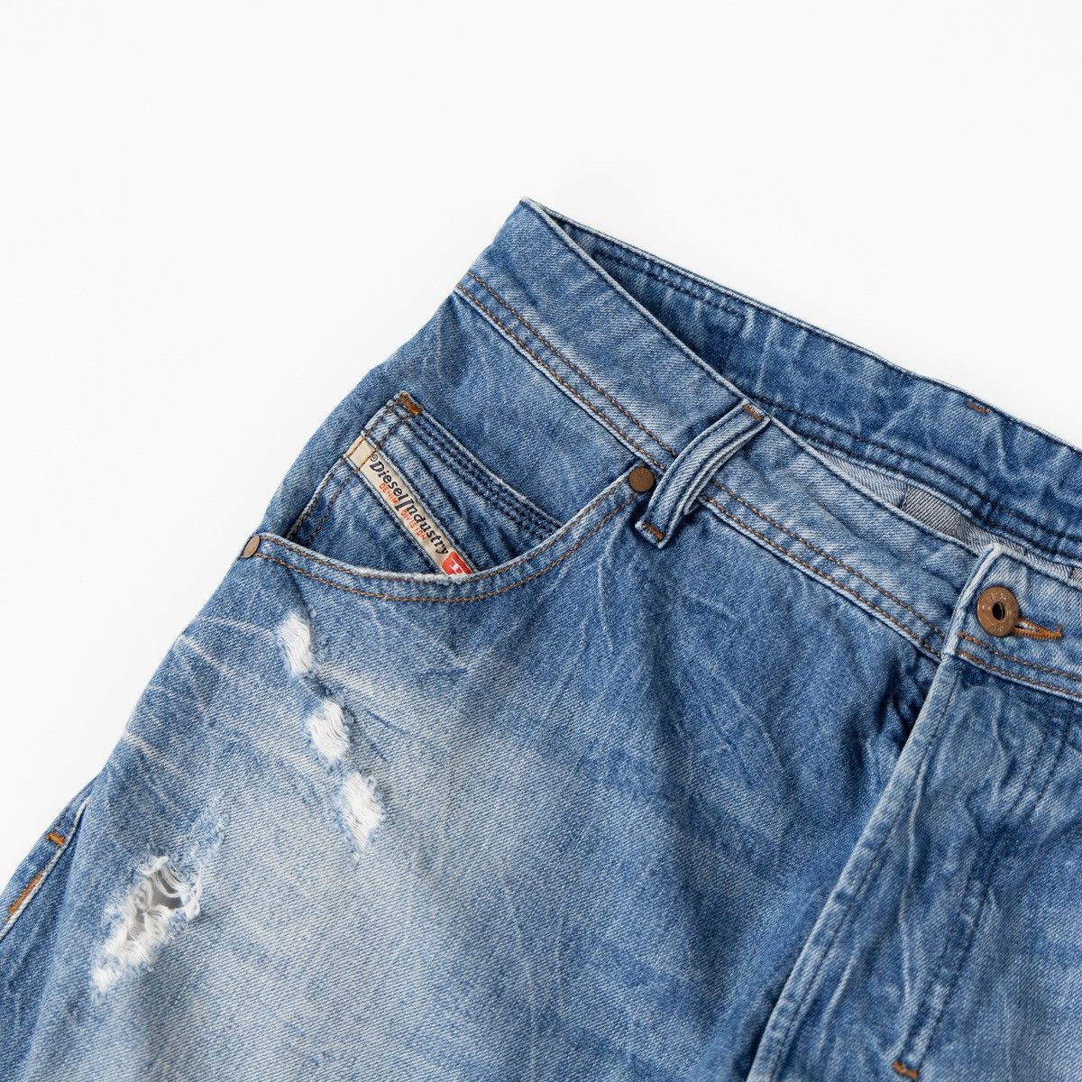 Diesel Diesel Kroshort Men Blue Denim Shorts Distressed Knee Length Size US 32 / EU 48 - 3 Thumbnail