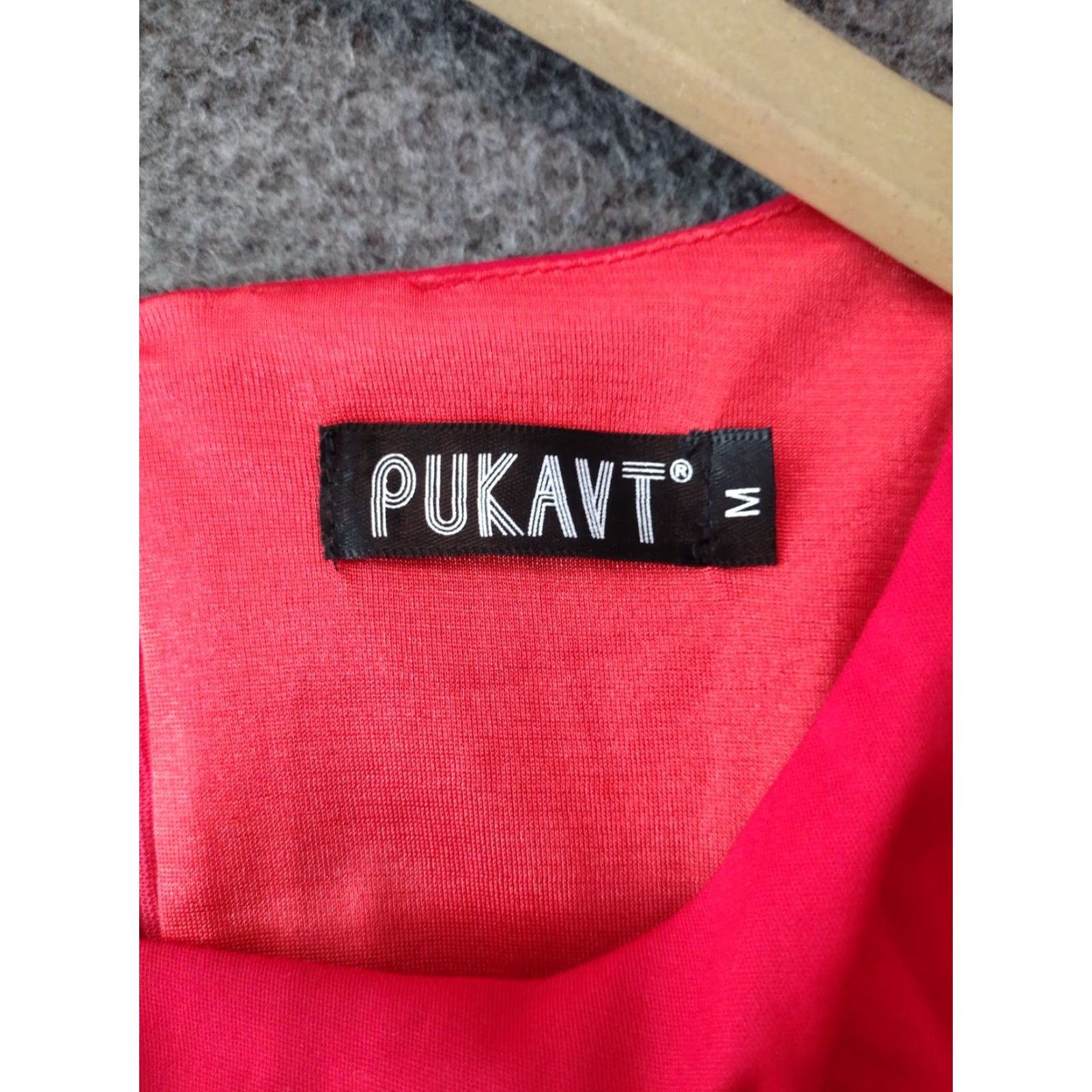 Vintage Pukavt Cap Sleeve Knee Length Dress Red M Fit & Flare Dress Shirt Women Size M / US 6-8 / IT 42-44 - 6 Thumbnail