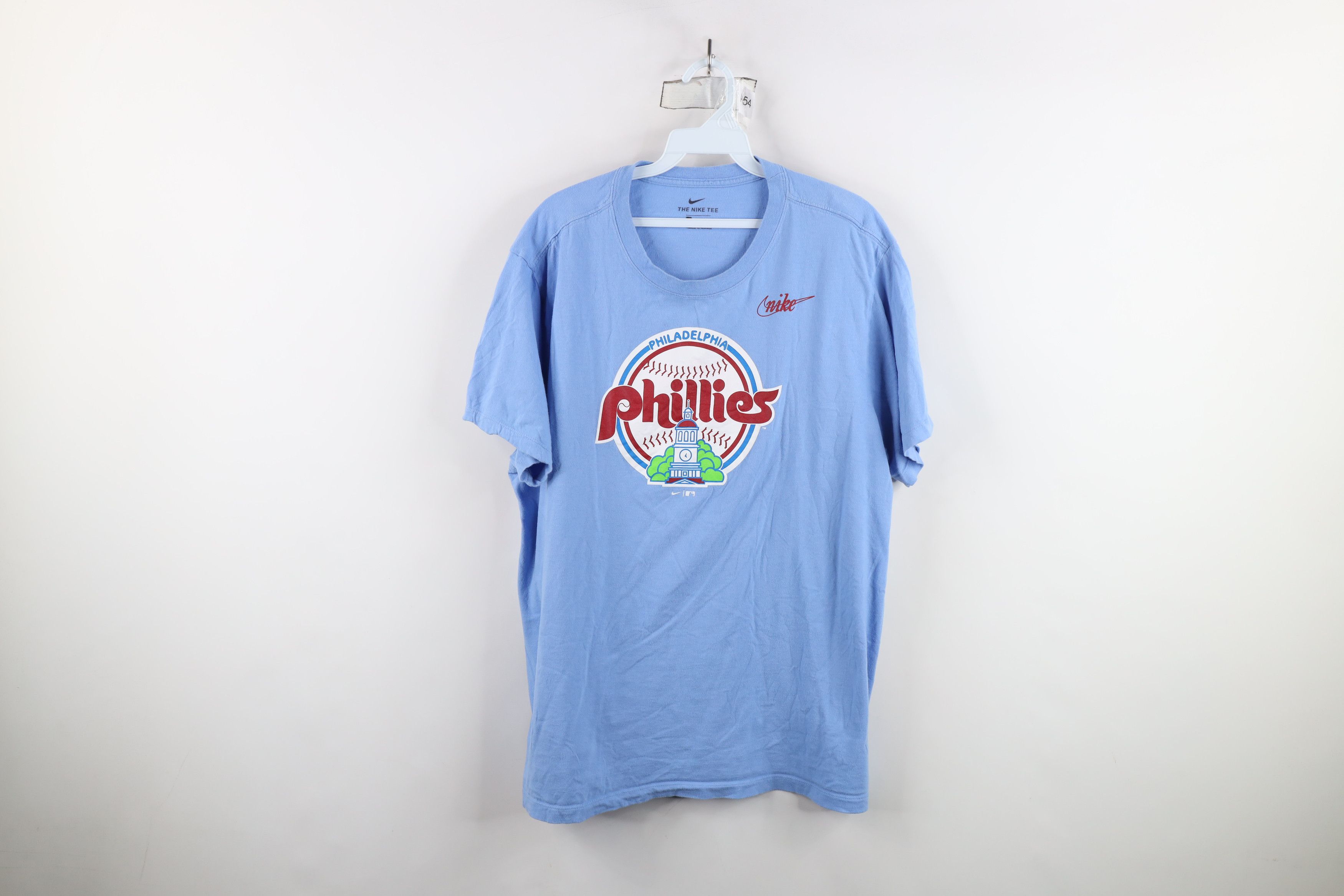 Nike × Vintage Retro Nike Spell Philadelphia Phillies Baseball T-Shirt Blue Size US XL / EU 56 / 4 - 1 Thumbnail