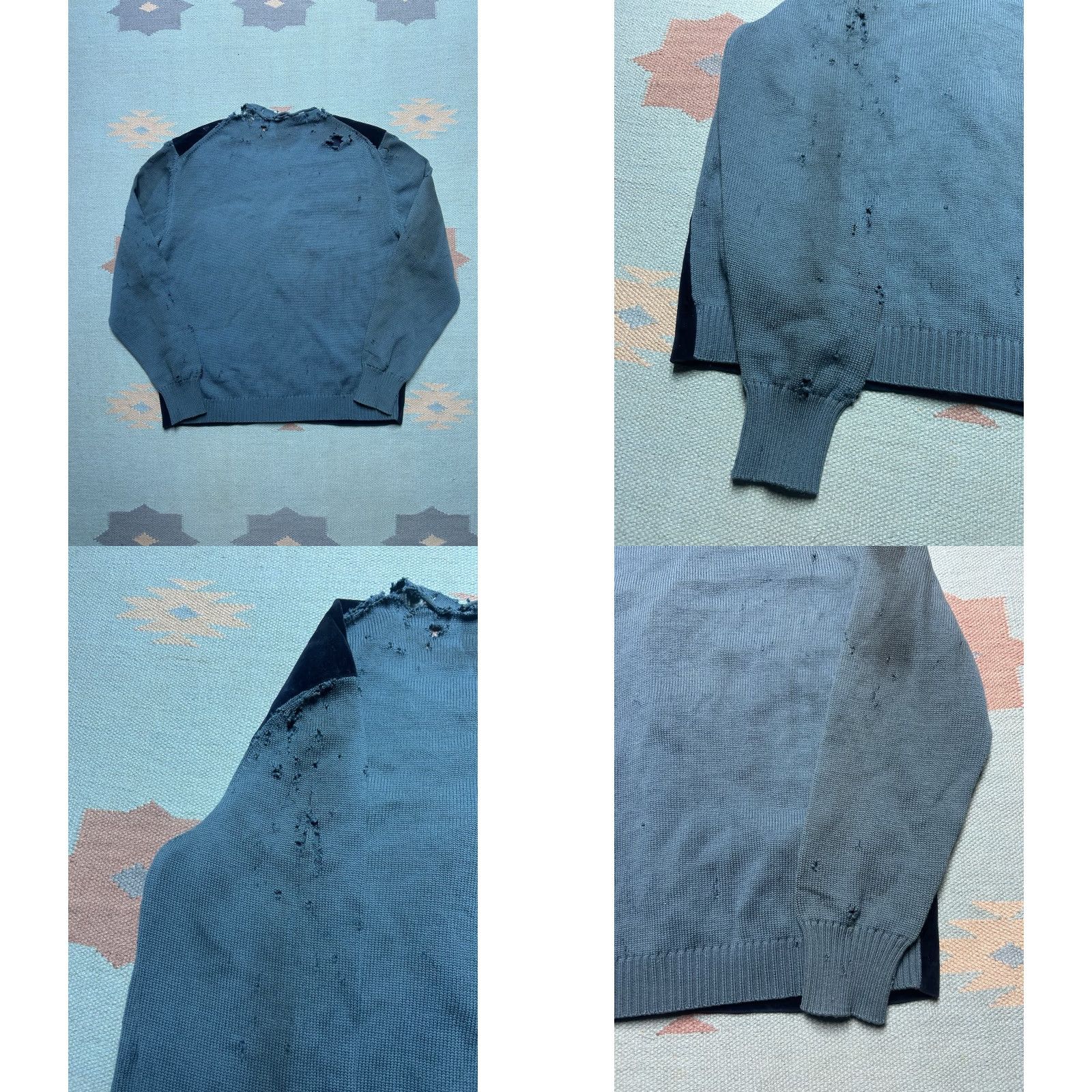 Velour VINTAGE Cardigan Mens 50s Wool Knit Velour 2 Tone Blue Medium Small Details: distressed, sweater, regular size, blue, unbranded Size US M / EU 48-50 / 2 - 8 Thumbnail