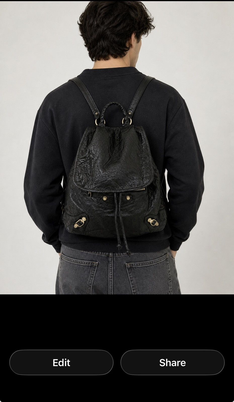 Balenciaga BALENCIAGA Black Lambskin Leather Giant 12 Silver Backpack Size ONE SIZE - 14 Thumbnail