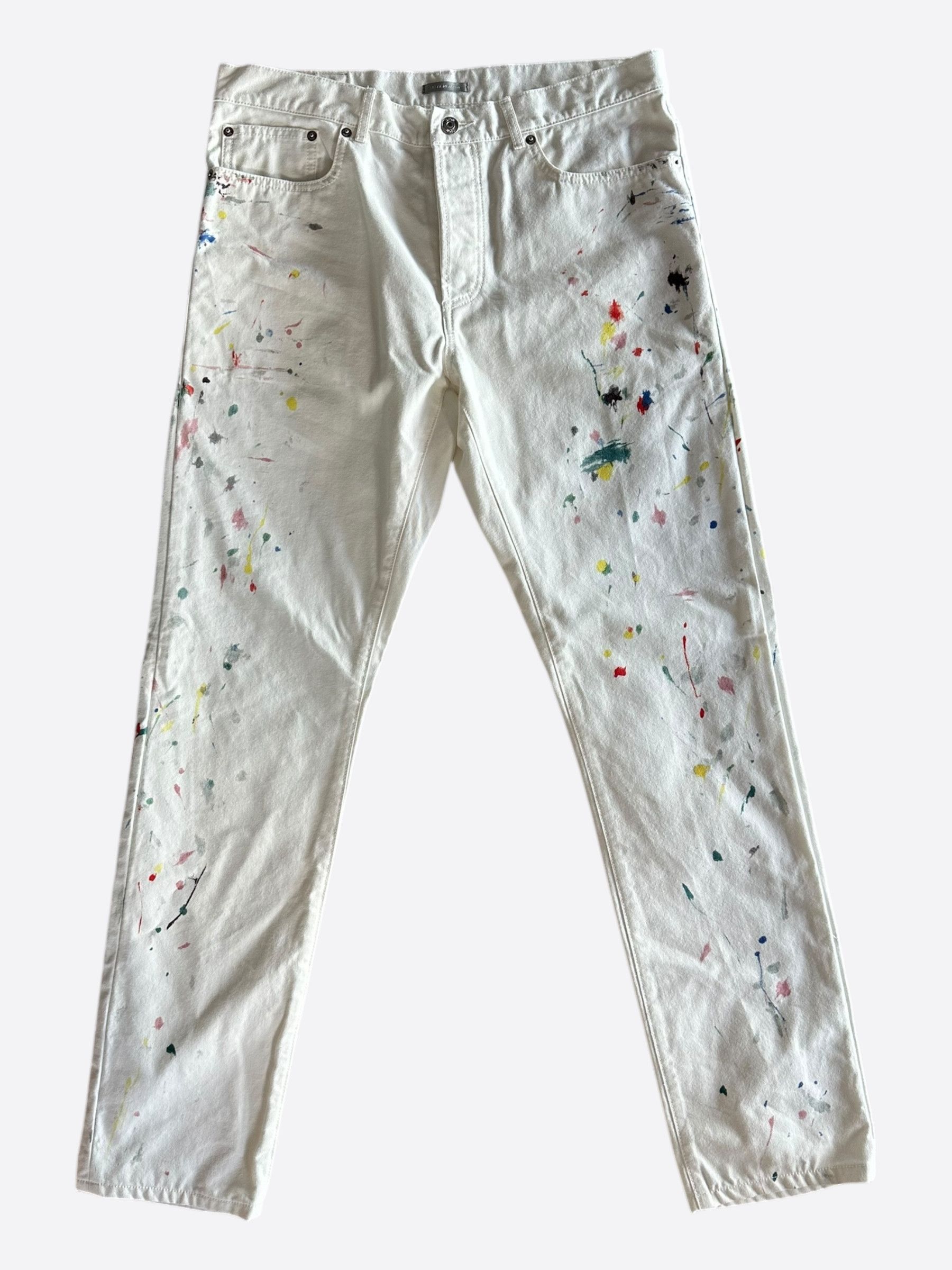 Dior Dior White Paint Splatter Slim Jeans Size US 32 / EU 48 - 1 Thumbnail