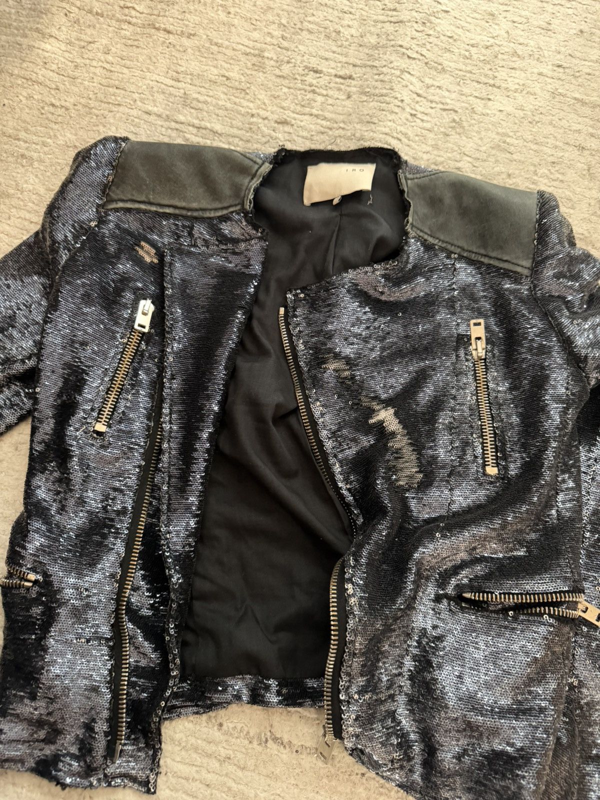Iro Black/Navy Blue Sequin Jacket Iro Size XS / US 0-2 / IT 36-38 - 3 Thumbnail