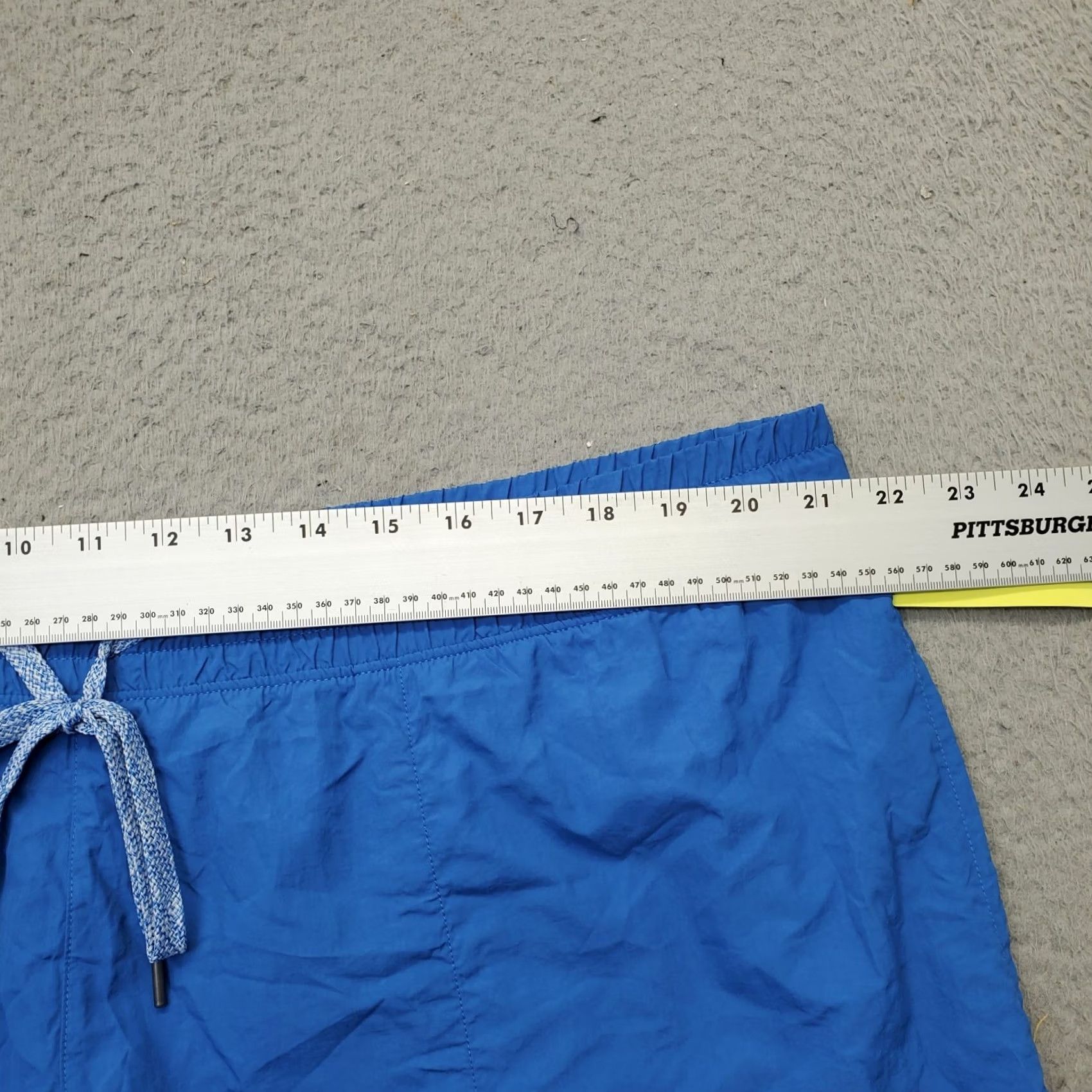 Vintage All In Motion Swim Shorts Mens 2XL Blue Swim Shorts Elastic Waist Drawstring Pockets Nylon 100% Stretch Size US 39 - 5 Thumbnail