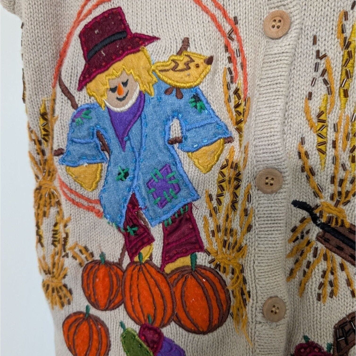Designer Vintage Fall Scarecrow Sweater Vest Womens Size Small Beige Size S / US 4 / IT 40 - 4 Thumbnail