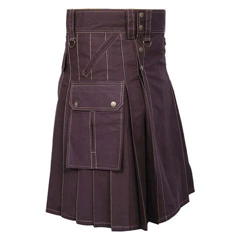 Handmade × Other Cargo Utility Kilt Brown with 6 Pockets Size US 34 / EU 50 - 2 Thumbnail