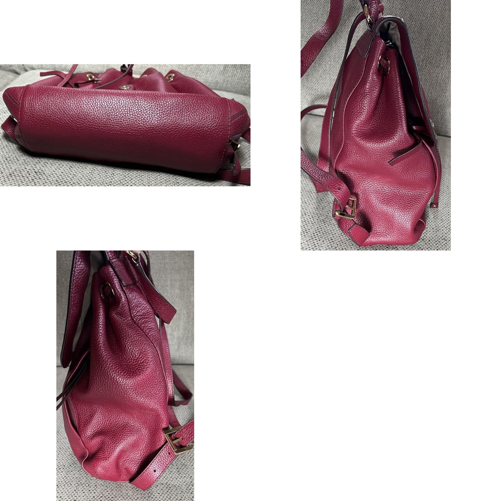 Vintage Michael Kors Mulberry Pebbled Leather Crystal Studded Drawstring Backpack EUC Women Bag Medium Burgundy Leather Size ONE SIZE - 8 Thumbnail