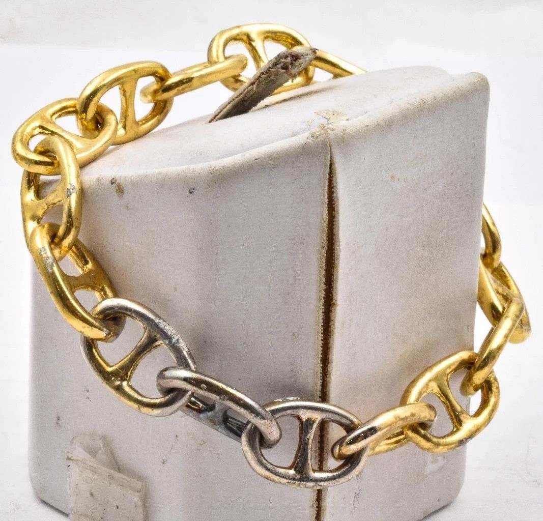 Sterling Silver Vintage Sterling Silver Bracelet Mariner Anchor 7.75 Gold Size ONE SIZE - 1 Thumbnail