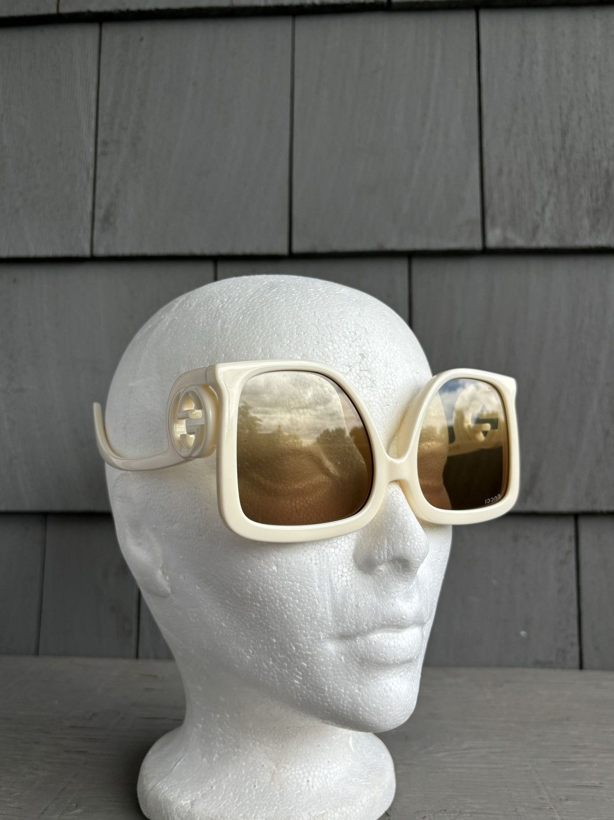 Designer × Gucci Gucci Sunglasses Oversized Offwhite GG1326S Huge Case Y2K Size ONE SIZE - 7 Thumbnail