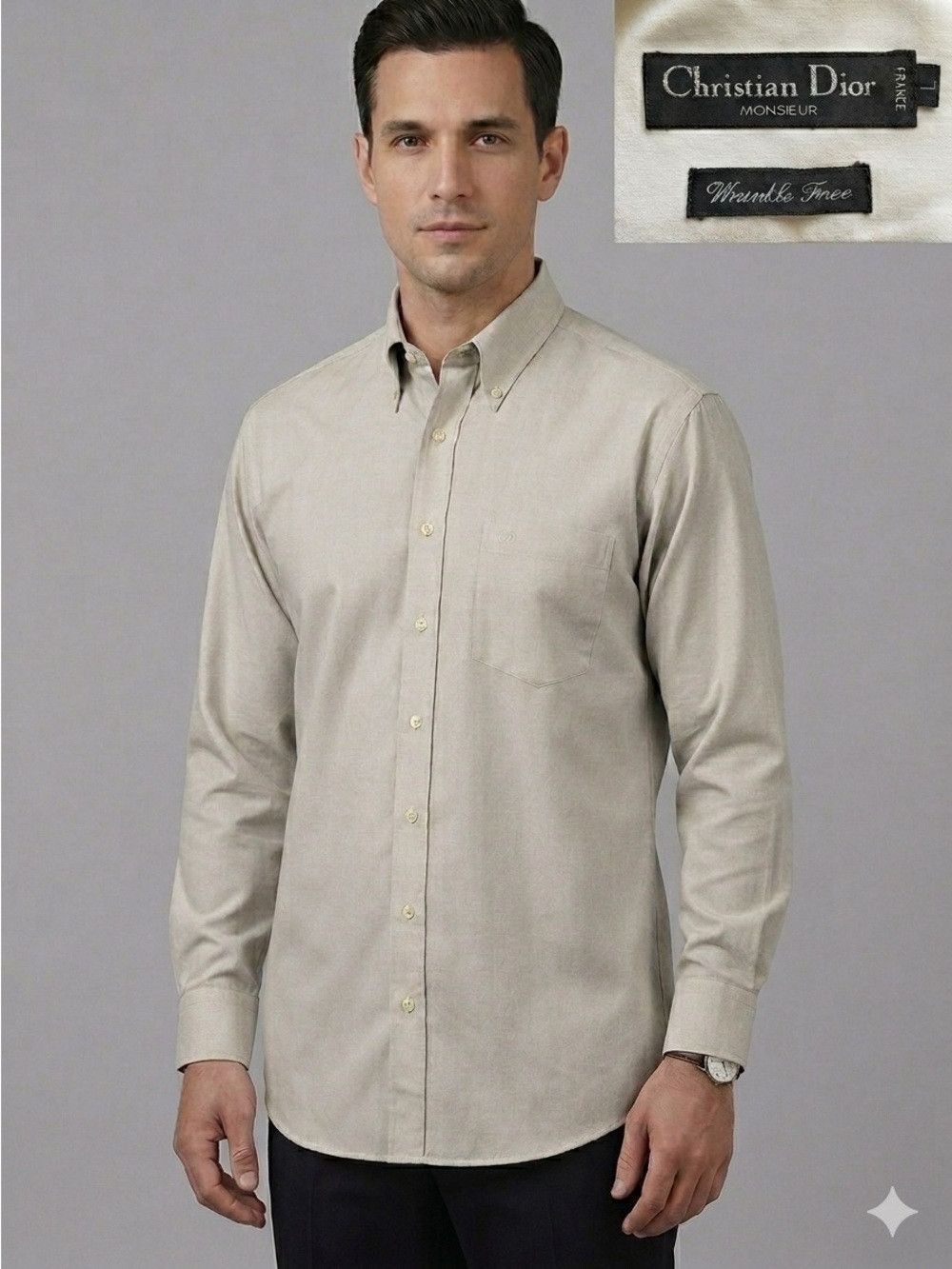 Christian Dior Monsieur Vintage Christian Dior Monsieur Gray Dress Shirt 🇫🇷 Size US L / EU 52-54 / 3 - 1 Thumbnail