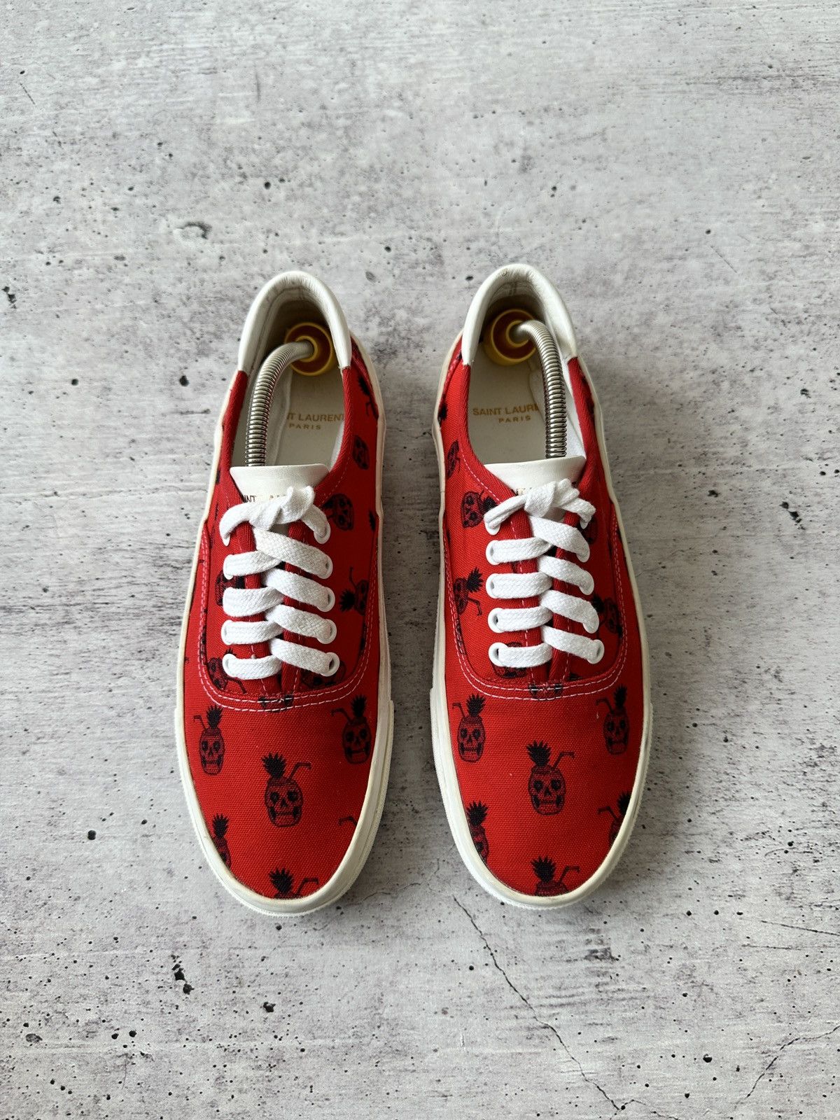 Saint Laurent Paris Saint Laurent Red Pineapple Scull Print Sneakers Size US 8.5 / IT 38.5 - 3 Thumbnail