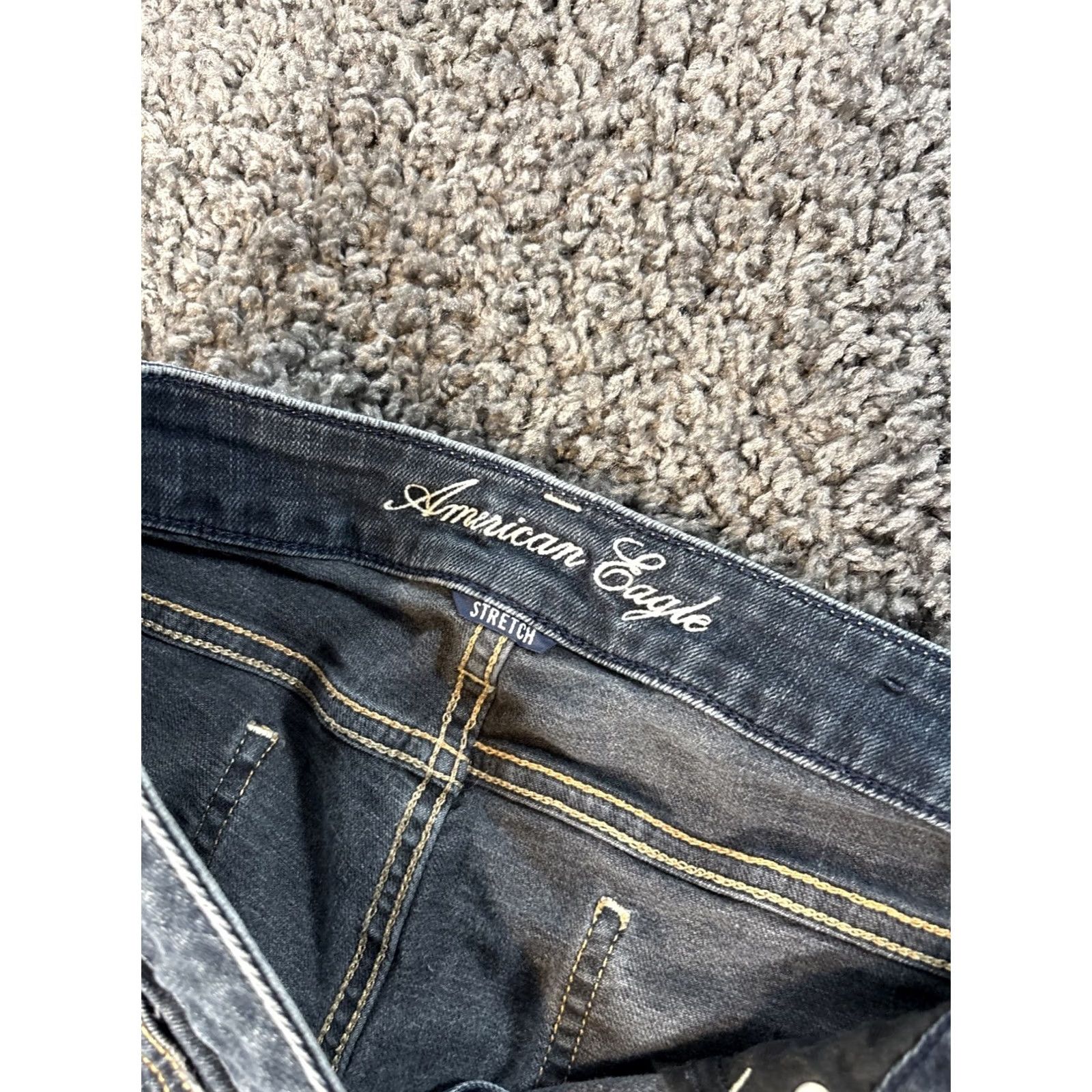 Vintage VINTAGE American Eagle Shorts Womens 34 Low Rise Dark Wash Distressed Y2K Aztec Embroidered Denim Cut-Off Blue Womens Size 24" / US 00 / IT 34 - 5 Thumbnail