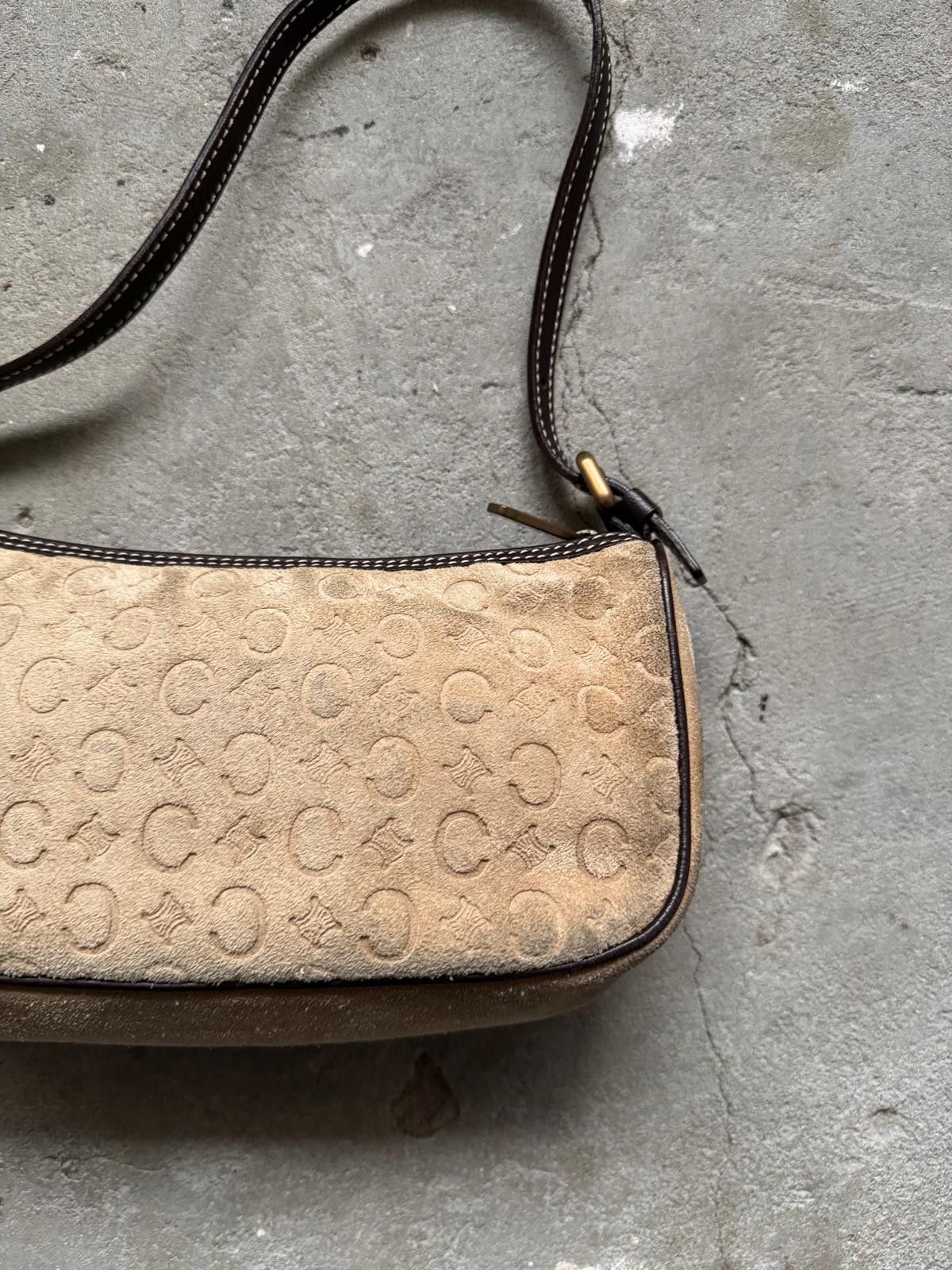 Celine Celine Macadam Suede Shoulder Bag Beige/Brown Size ONE SIZE - 9 Thumbnail