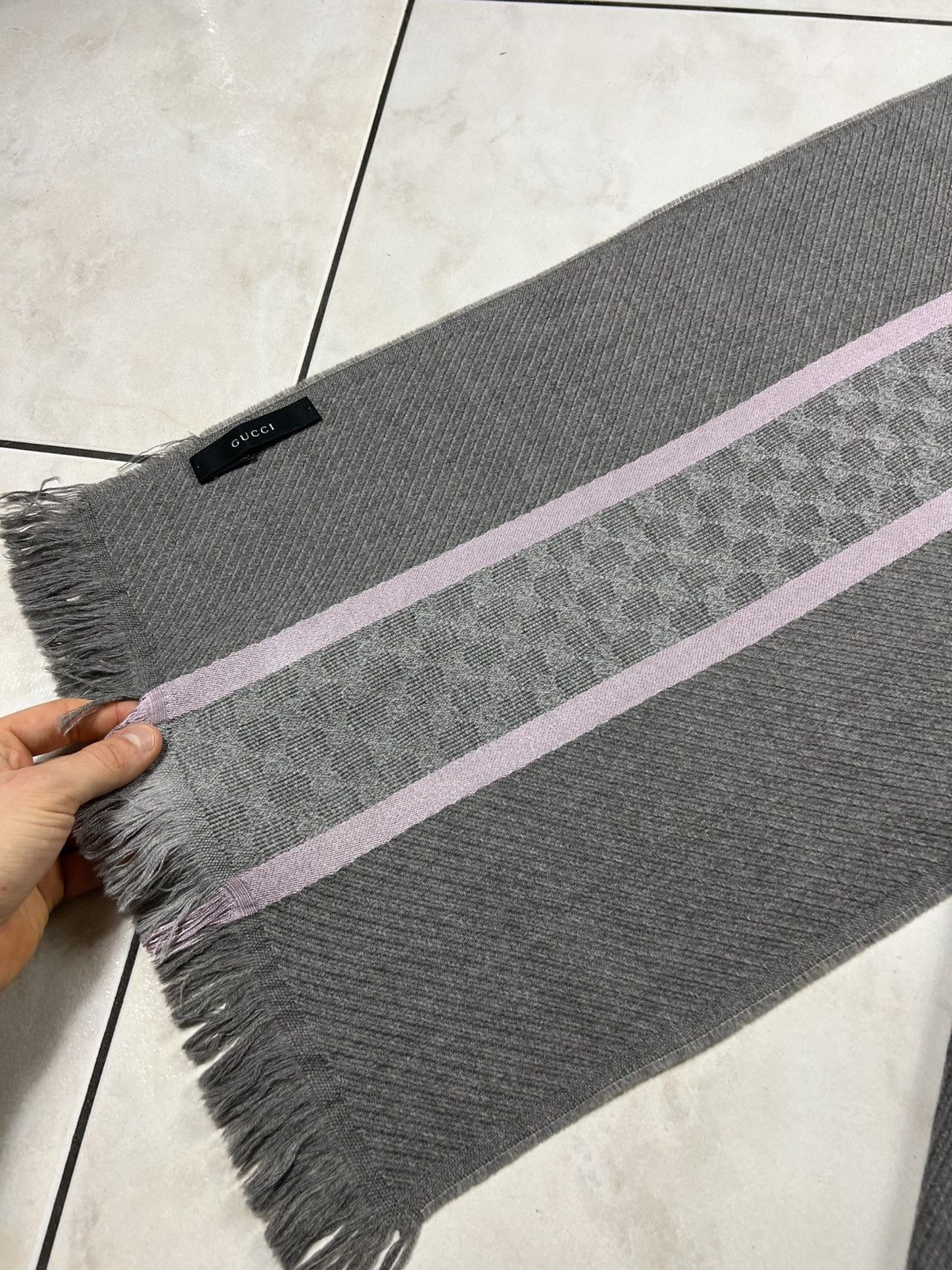 Gucci Gucci Tom Ford wool silk muffler scarf monogram stripe logo Size ONE SIZE - 11 Thumbnail