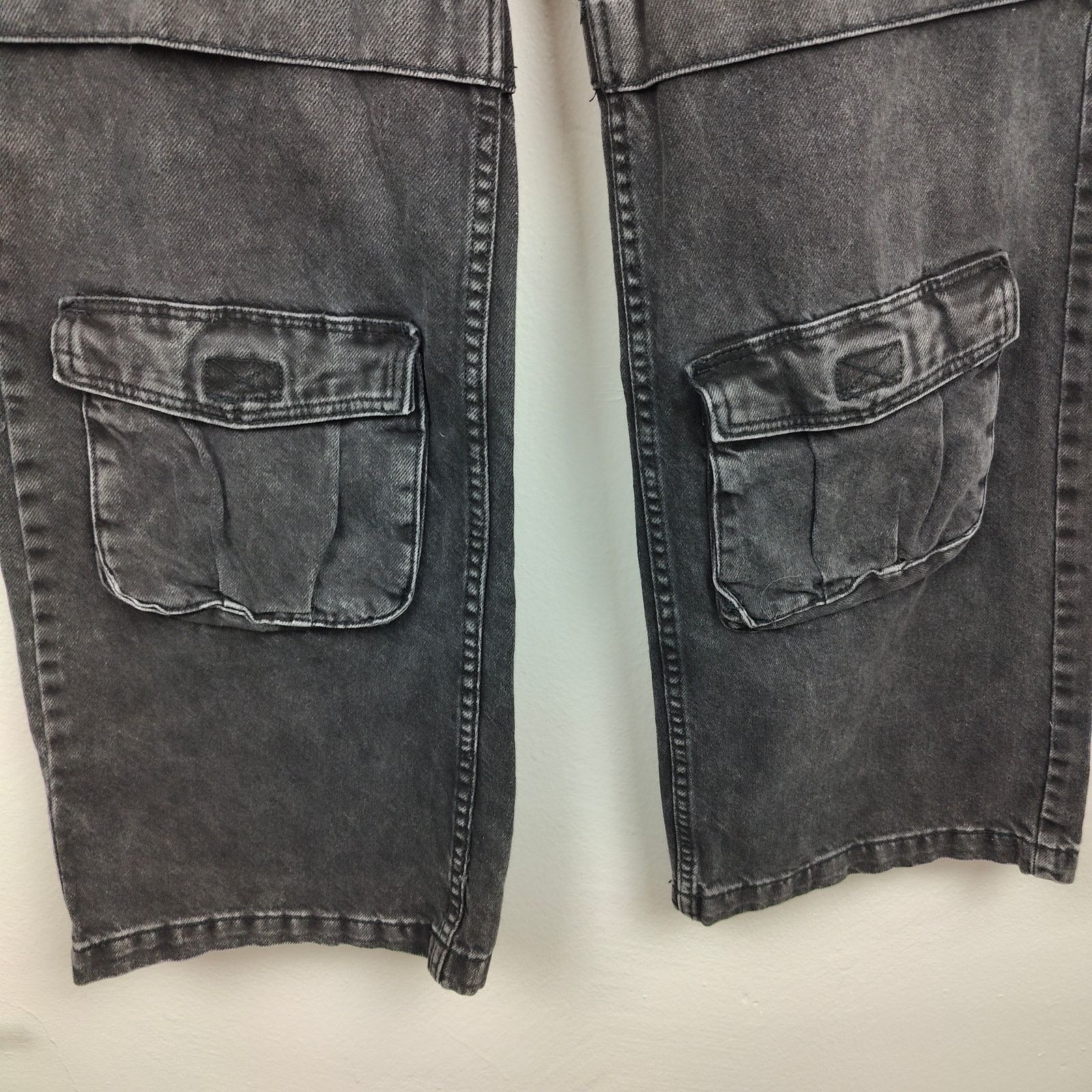 Bershka Bershka Baggy Cargo Jeans Womens 4 Charcoal Utility Y2K Size 27" / US 4 / IT 40 - 5 Thumbnail