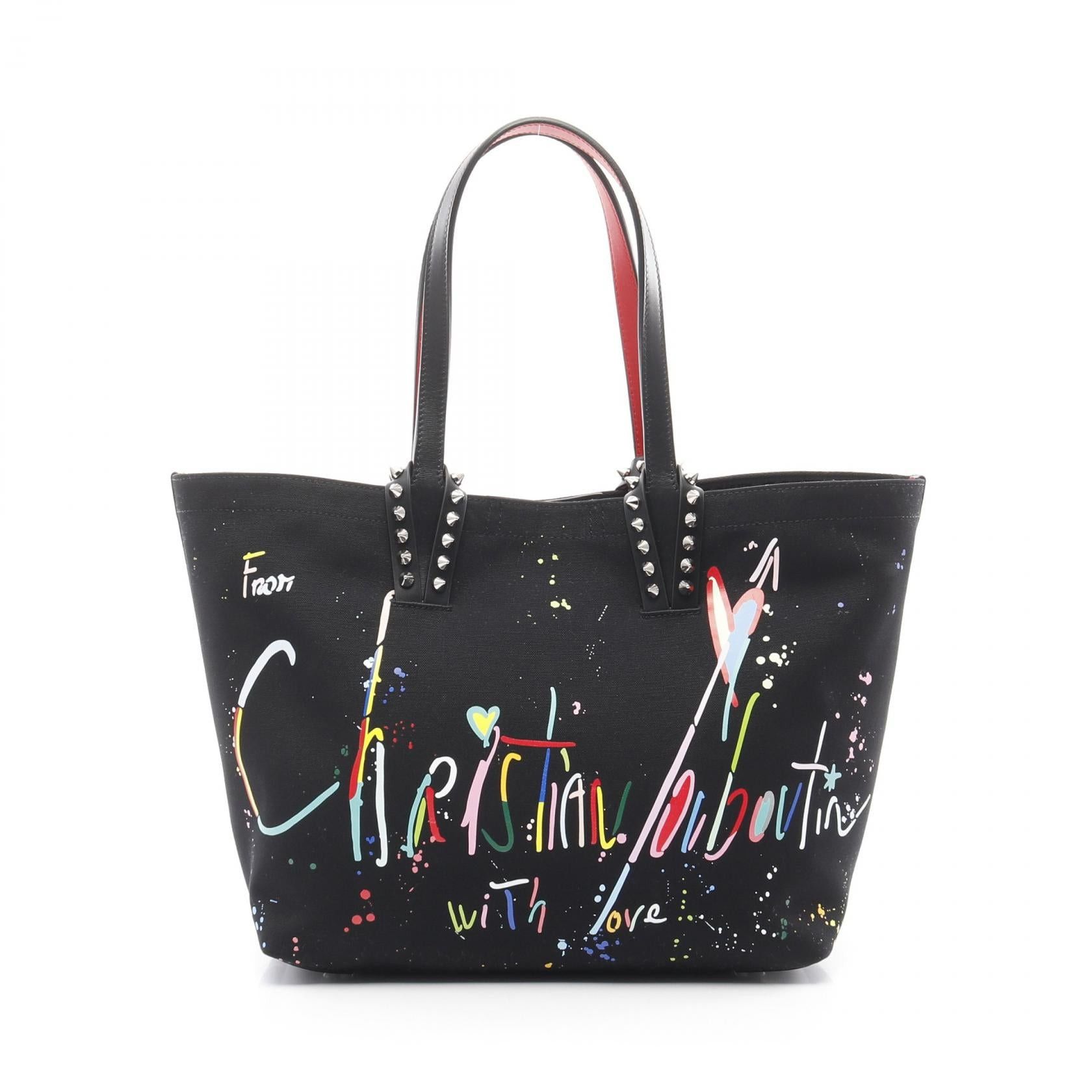 Christian Louboutin Christian Louboutin Cabata Beach Bag Small Handbag Tote Canvas Leather Black Multicolor Size ONE SIZE - 1 Thumbnail