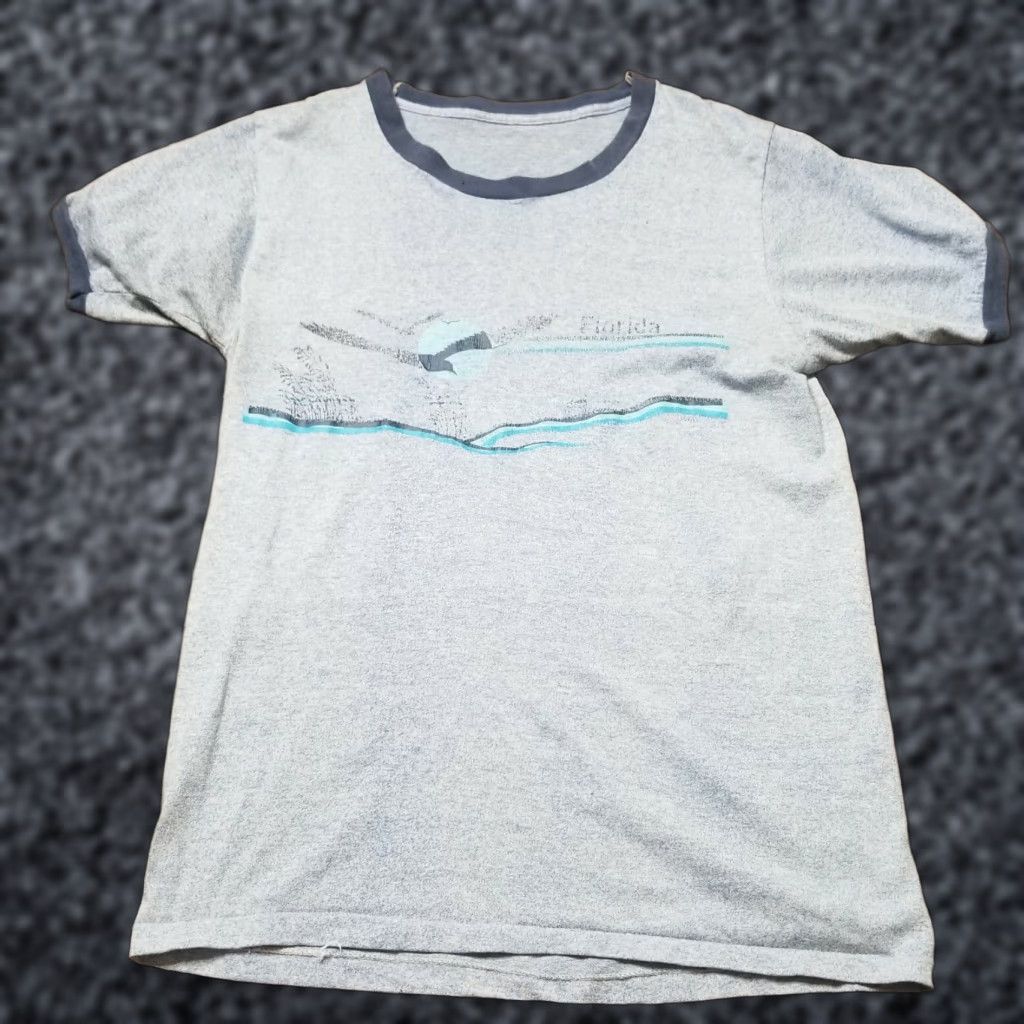 Vintage VINTAGE Mens S Florida A T-Shirt Blue Ringer 50/50 Thin Distressed Size US S / EU 44-46 / 1 - 1 Thumbnail