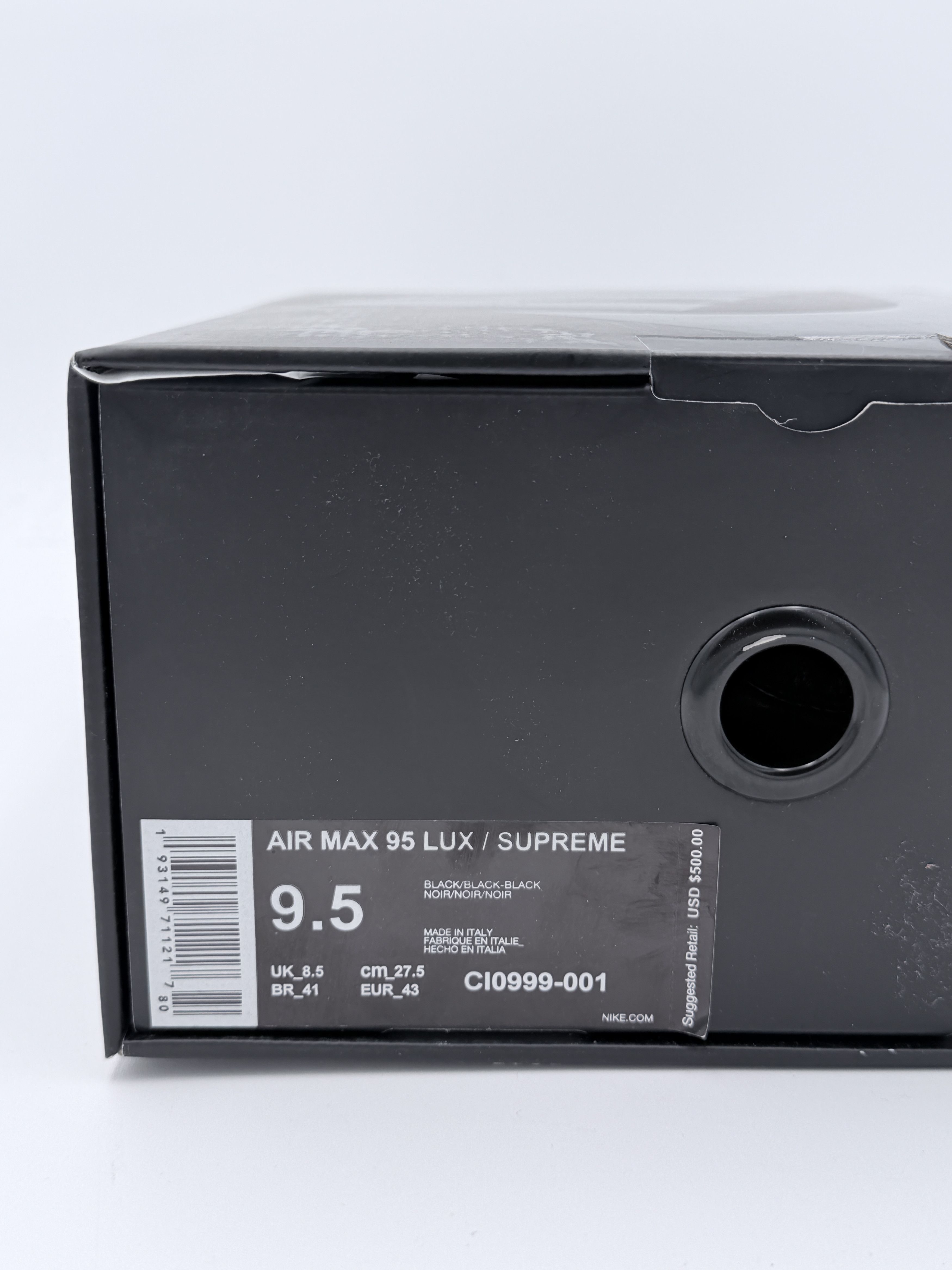 Nike × Supreme Supreme Air Max 95 Leather Lux Made in Italy Black Size US 9.5 / EU 42-43 - 14 Thumbnail