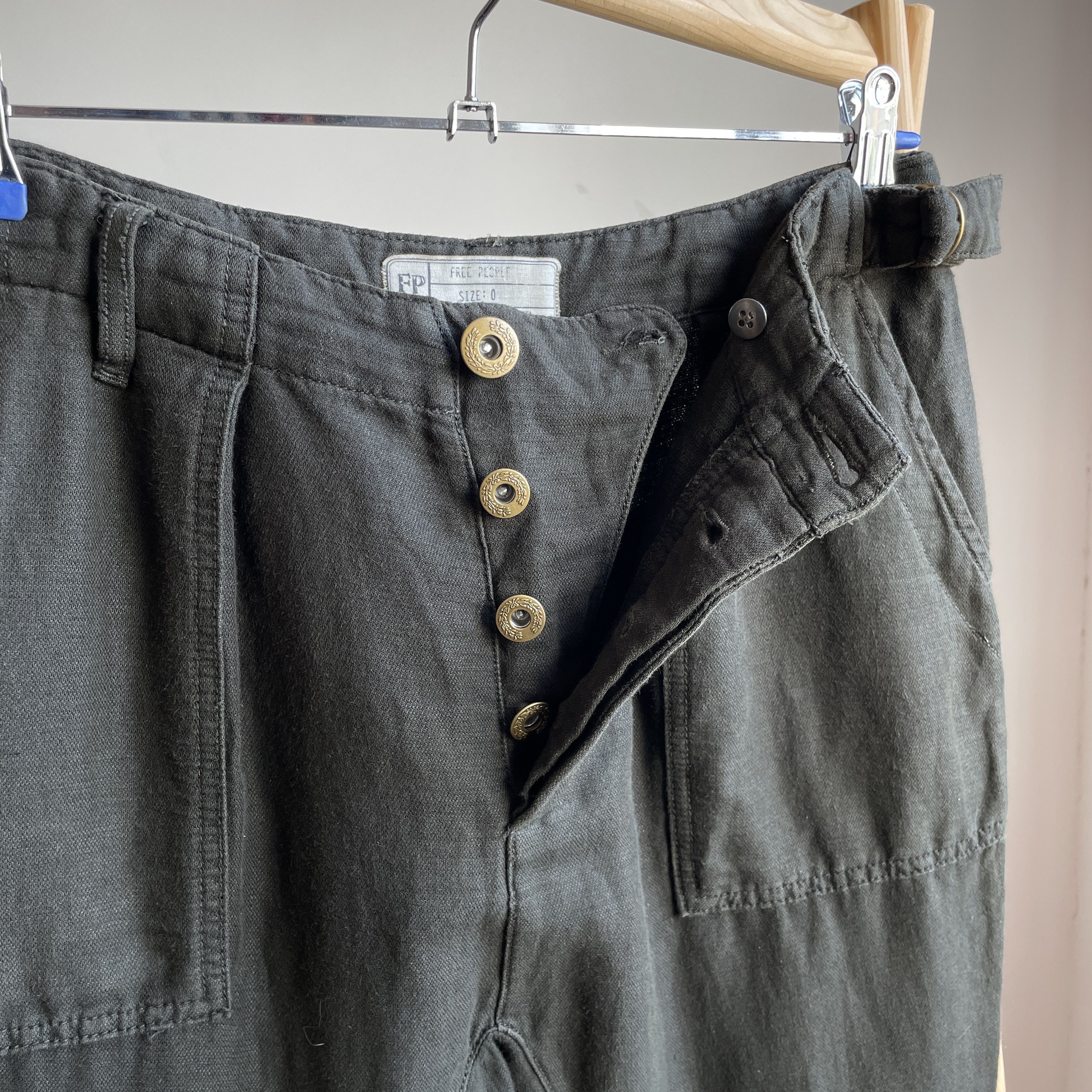 Free People Free People Paperbag Tapered Military Linen Cotton Pants Size 25" / US 0 / IT 36 - 5 Thumbnail