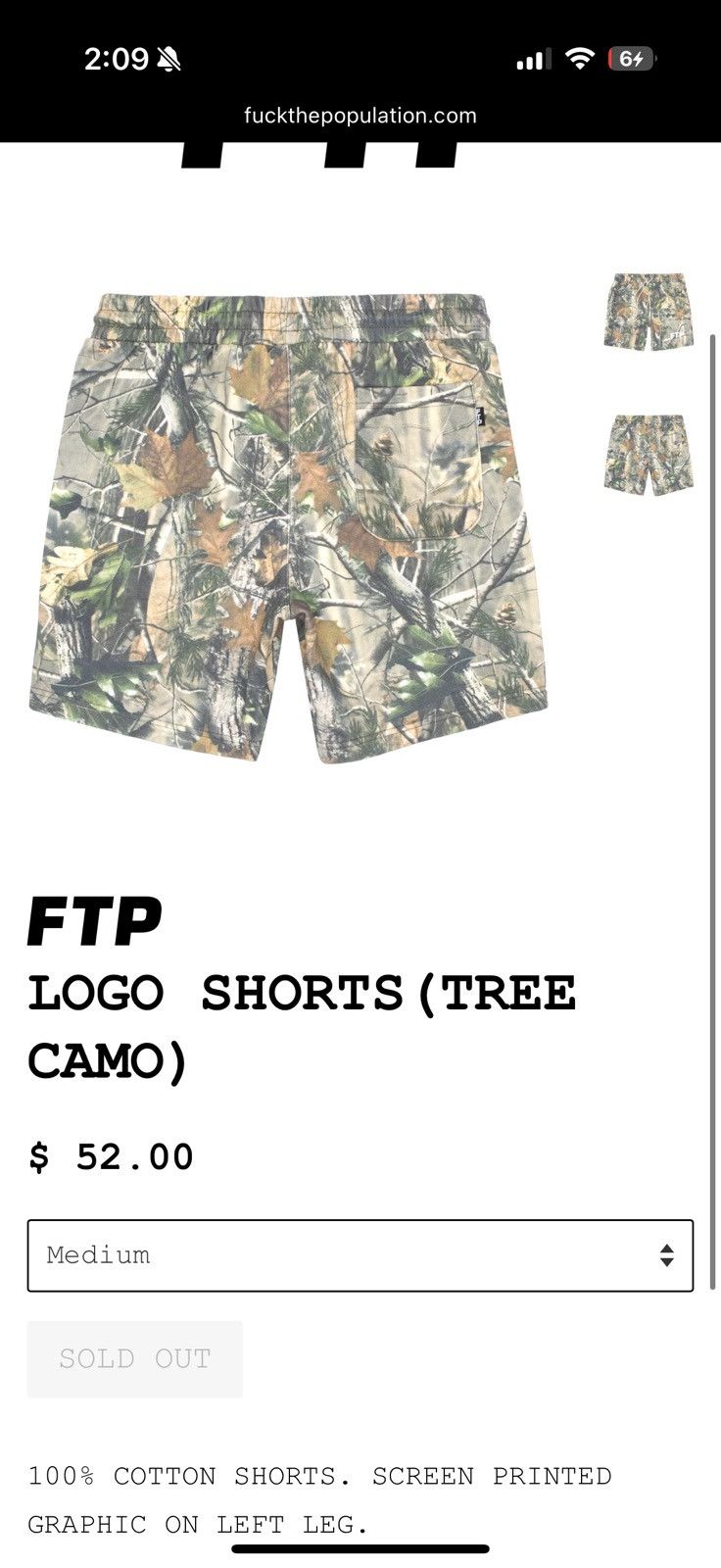 パンツ FTP LOGO SHORTS TREE CAMO L Fuck The Population FTP Camo Short Logo Tree Camo medium