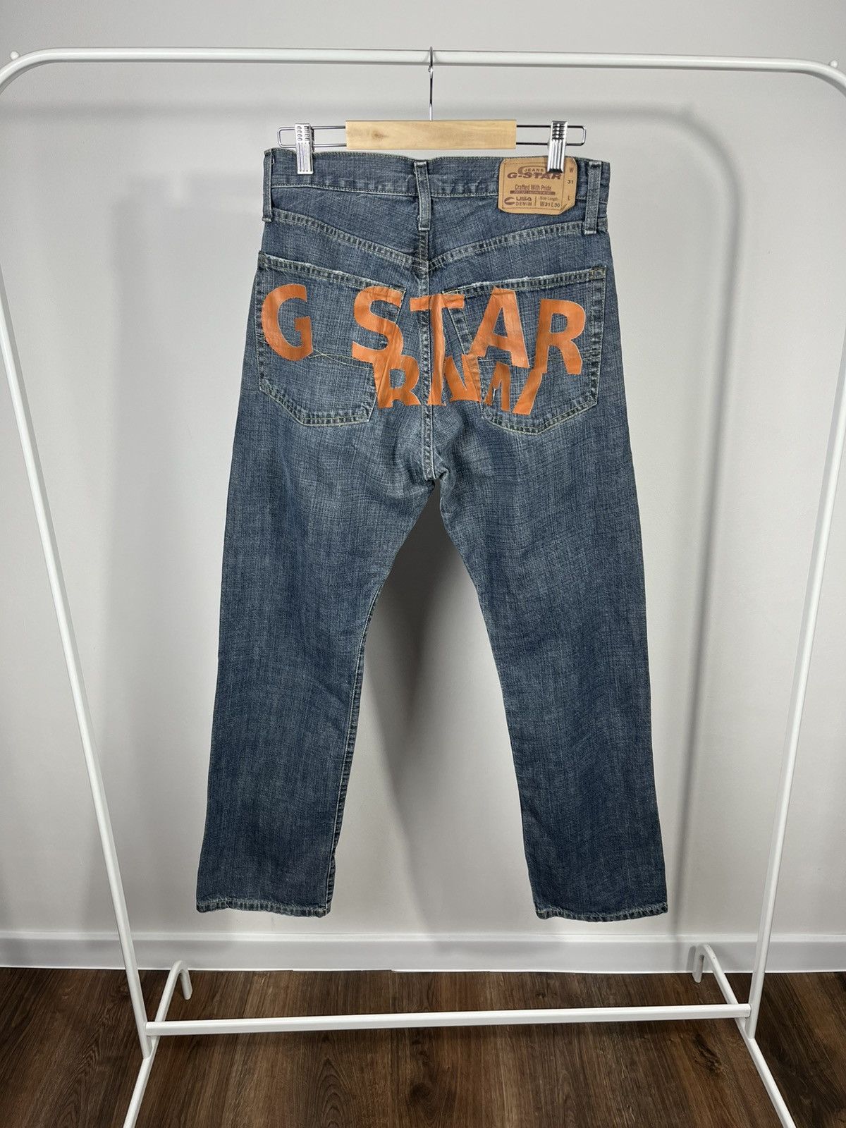 G-Star G Star Raw Jeans Custom Big Logo W31 L30 Blue Straight Fit Size US 31 - 1 Thumbnail
