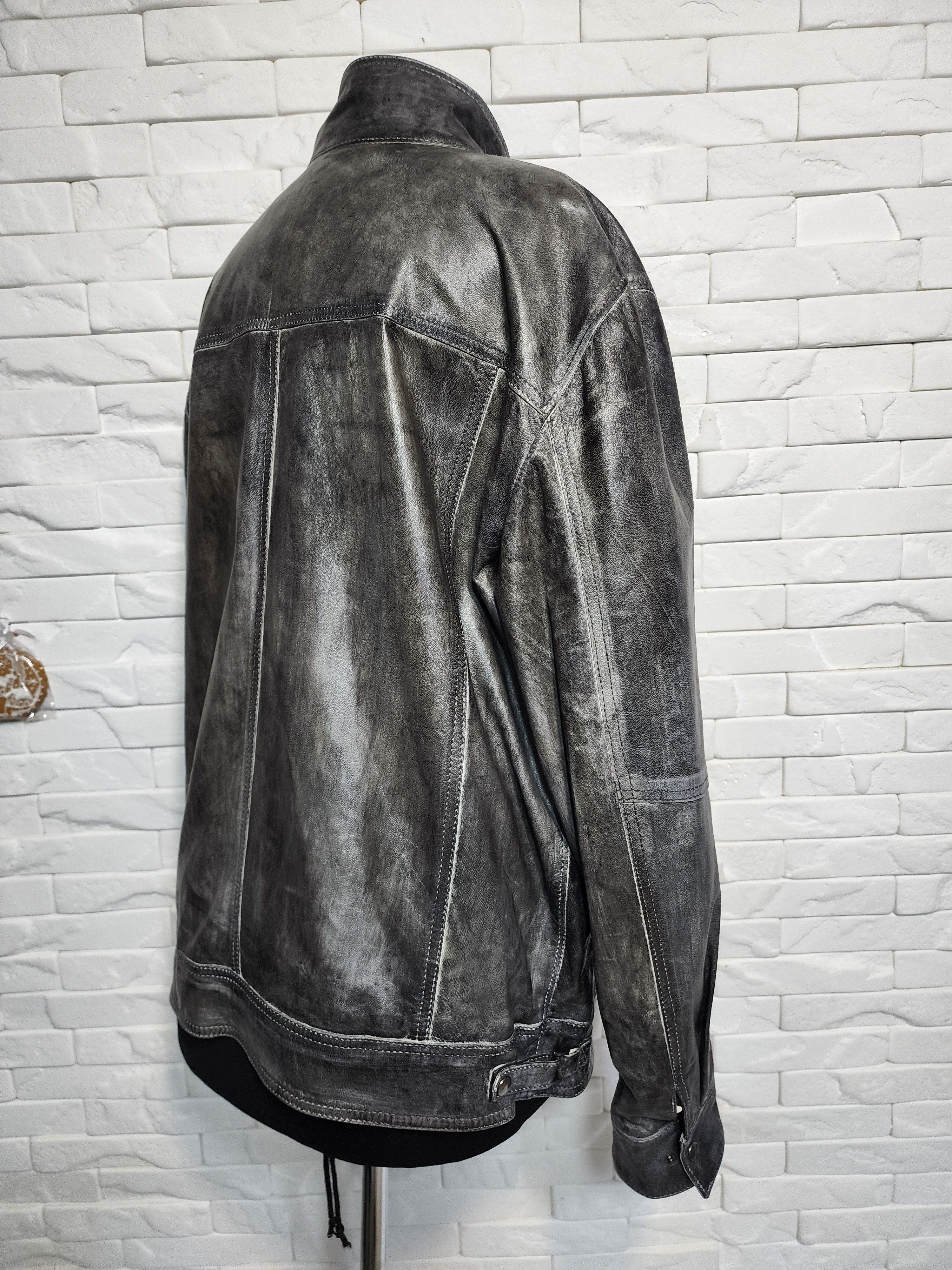 Uniqlo Gray Leather Jacket: Men's Sporty Style Size US L / EU 52-54 / 3 - 4 Thumbnail