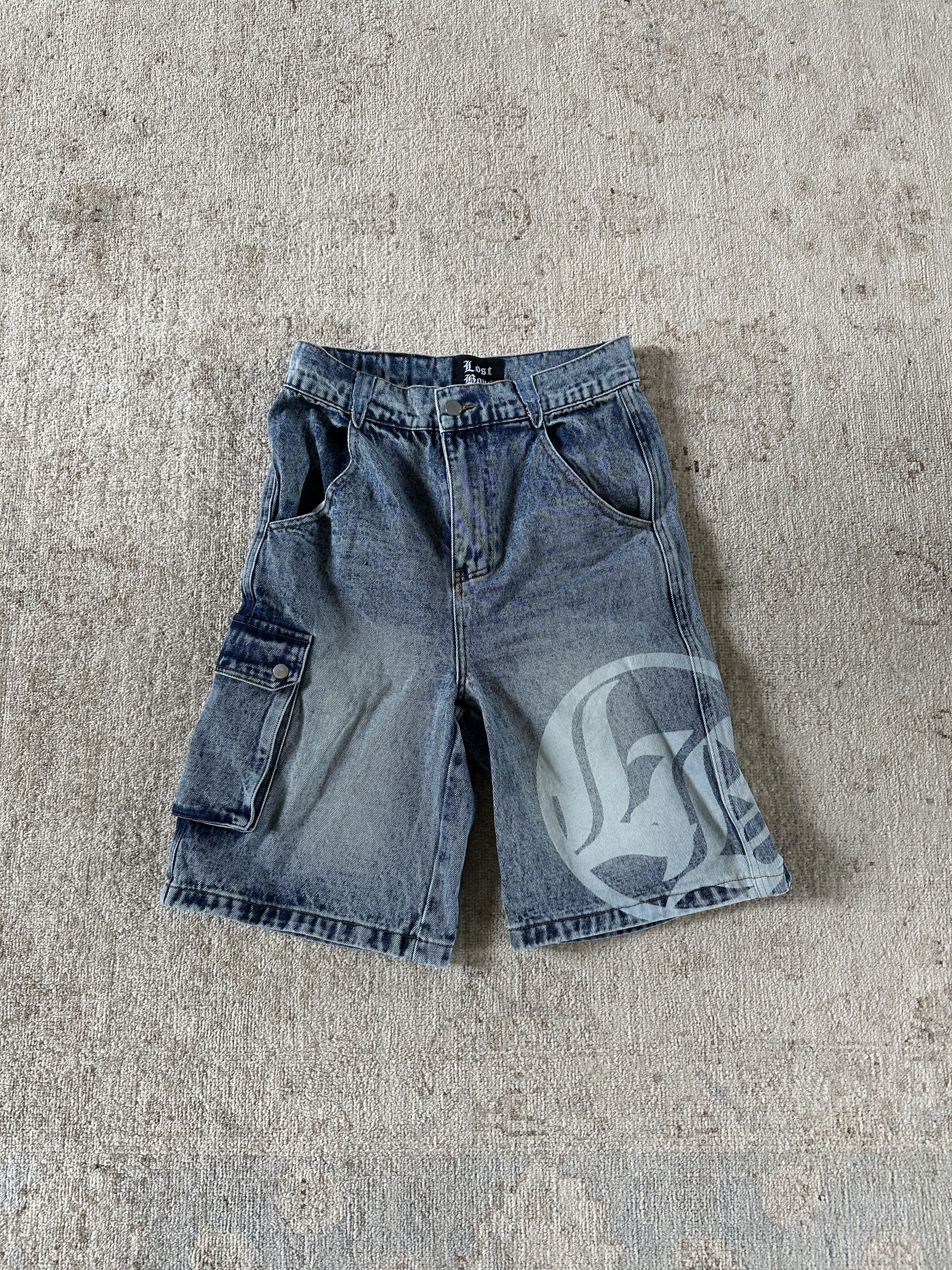 Lost Boys Archives Lost Boys Denim Jorts – Graphic Cargo Style Size 29" - 1 Thumbnail