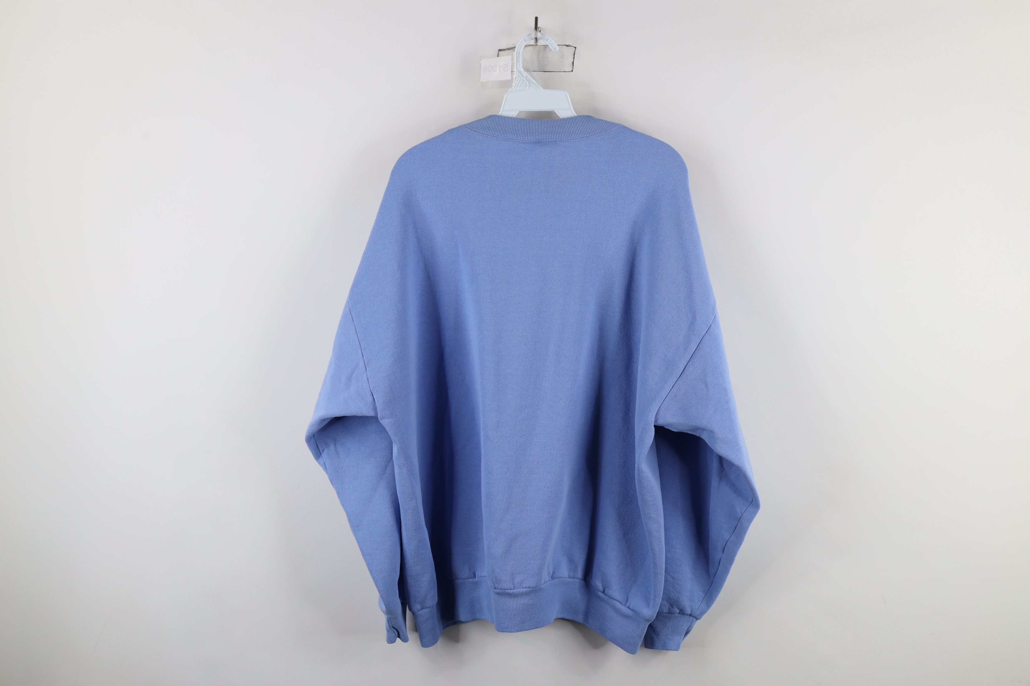 Vintage Vintage 90s Streetwear Blank Crewneck Sweatshirt Light Blue Size US XL / EU 56 / 4 - 8 Thumbnail
