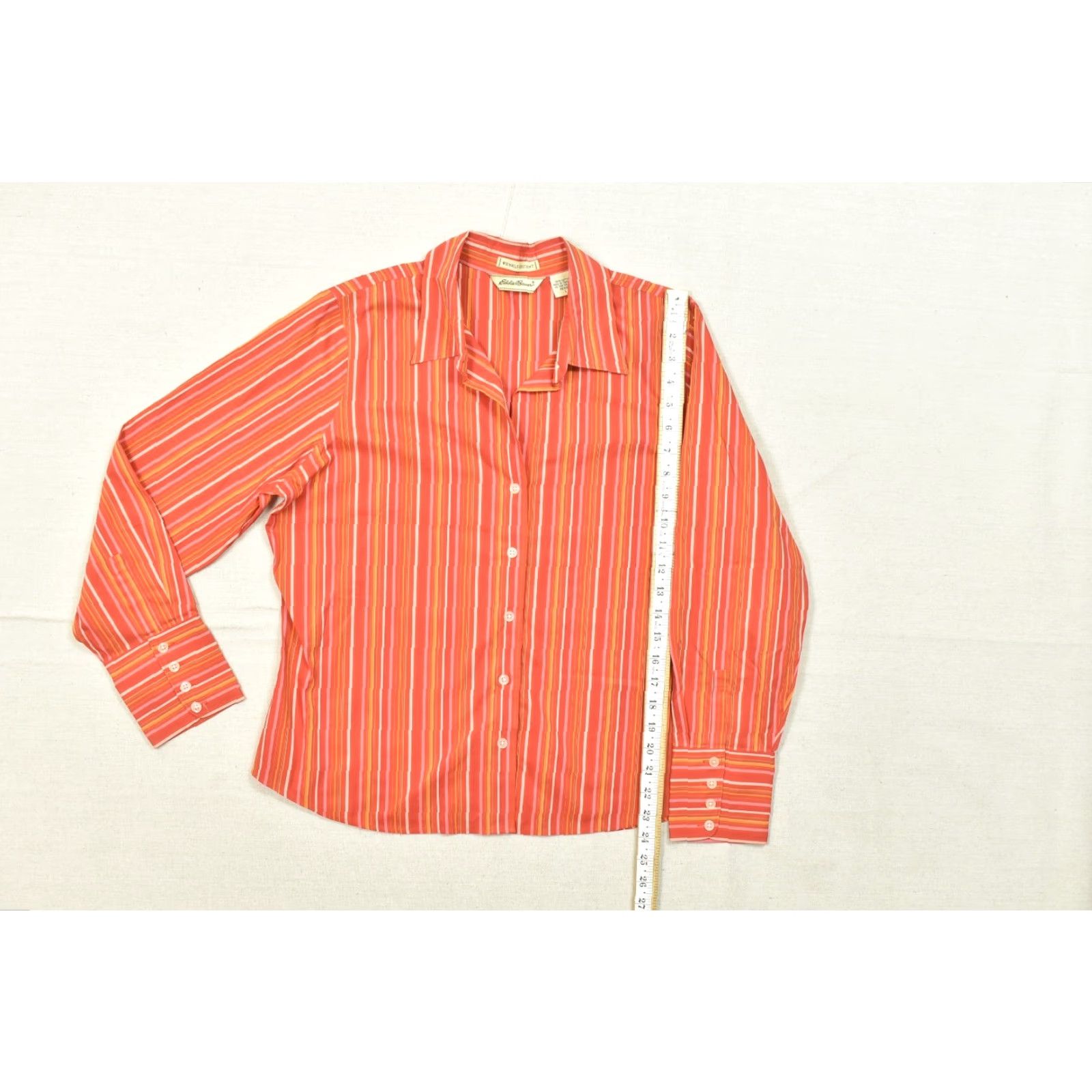 Eddie Bauer Eddie Bauer Shirt Button-Up Orange Striped Wrinkle Resistant Women Large Petite Button Up Shirt Size L / US 10 / IT 46 - 5 Thumbnail