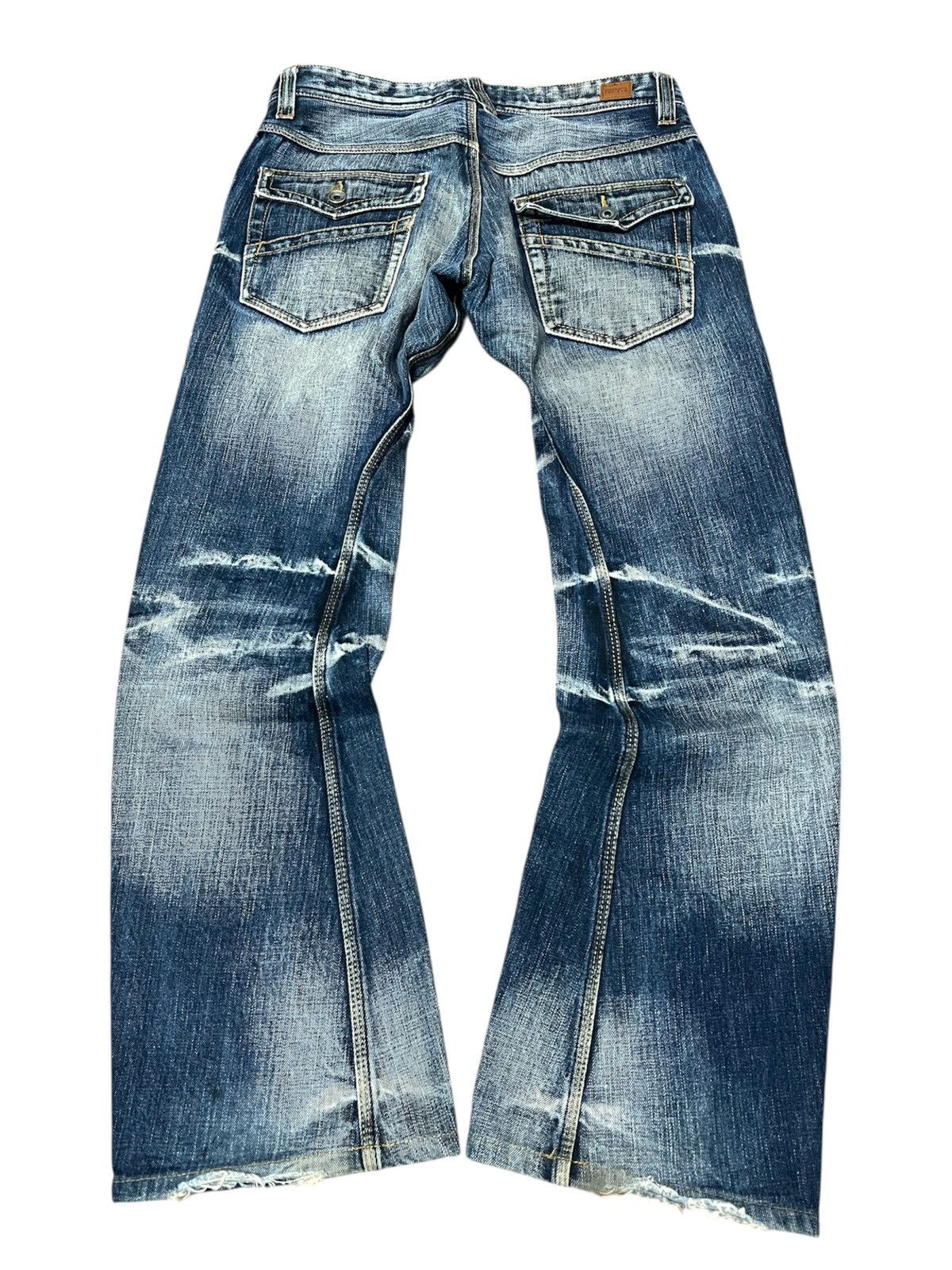 Tornado Mart Nicole Club For Men Fade Out Whiskered Flared Jeans Size US 32 / EU 48 - 3 Thumbnail