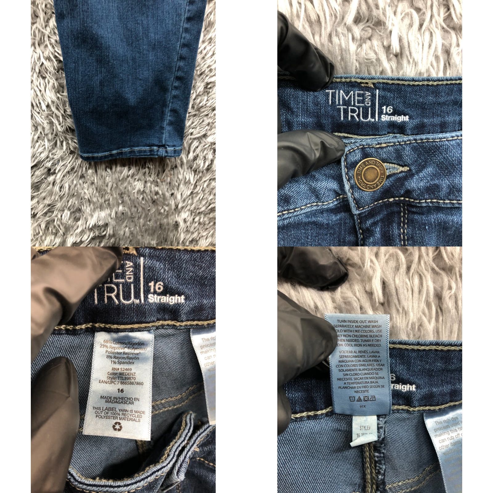 Vintage Time & TRU Jeans Time And Tru Denim Straight 16 Womens High Rise Medium Blue 5-Pocket Regular Size 32 Waist Inseam 27 Comfort Size 38" / US 16 / IT 52 - 8 Thumbnail
