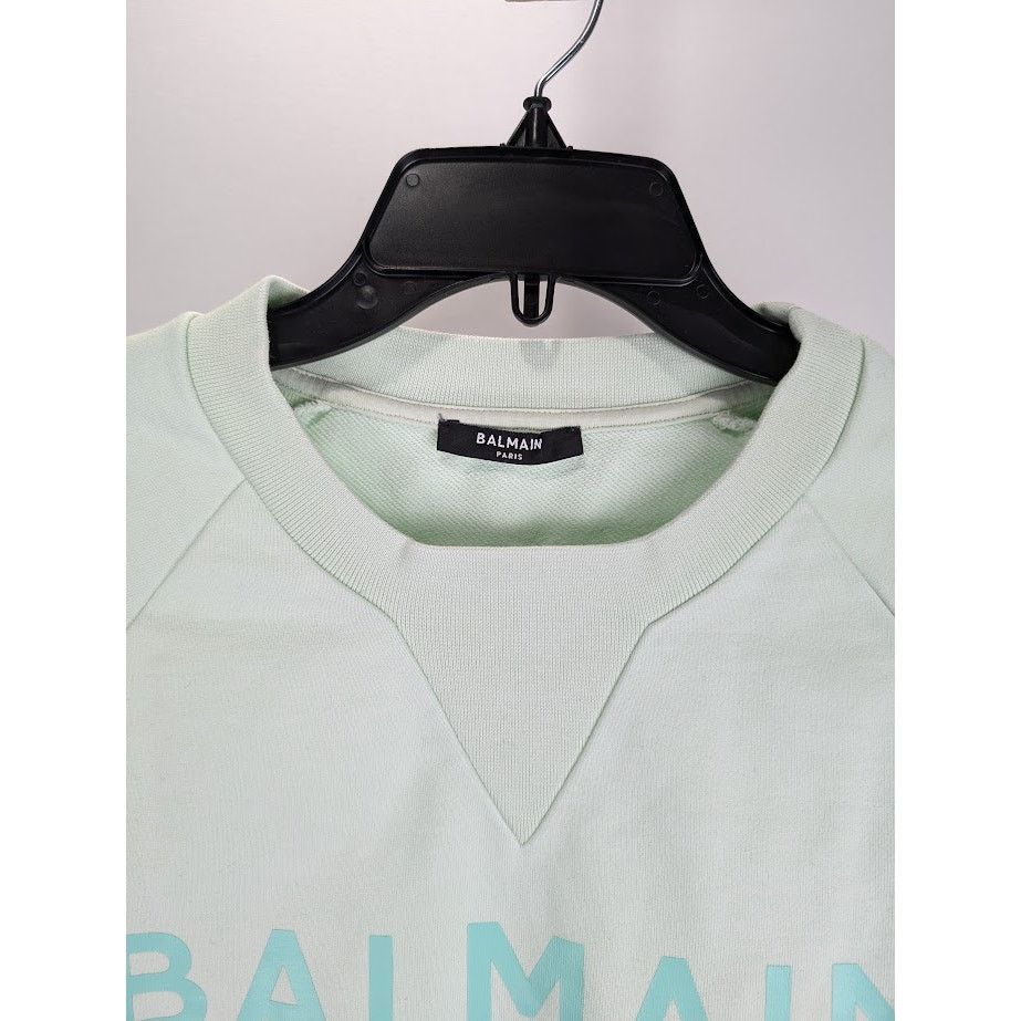 Balmain o1rshd1 Crewneck With B Logo in Light Mint Green Size US M / EU 48-50 / 2 - 3 Thumbnail