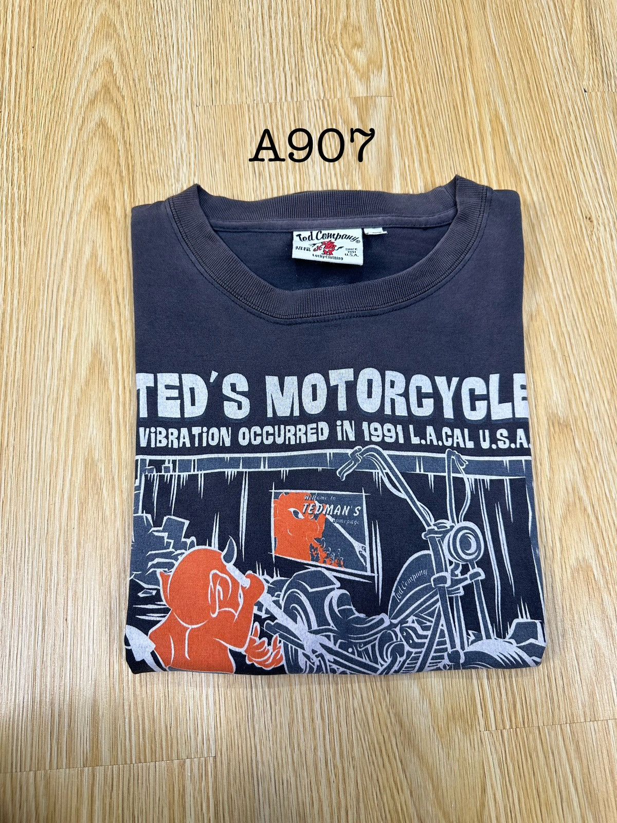 Tedman Vintage Ted Company Devils Motorcycle Sunfaded Shirt A907 Size US M / EU 48-50 / 2 - 15 Thumbnail